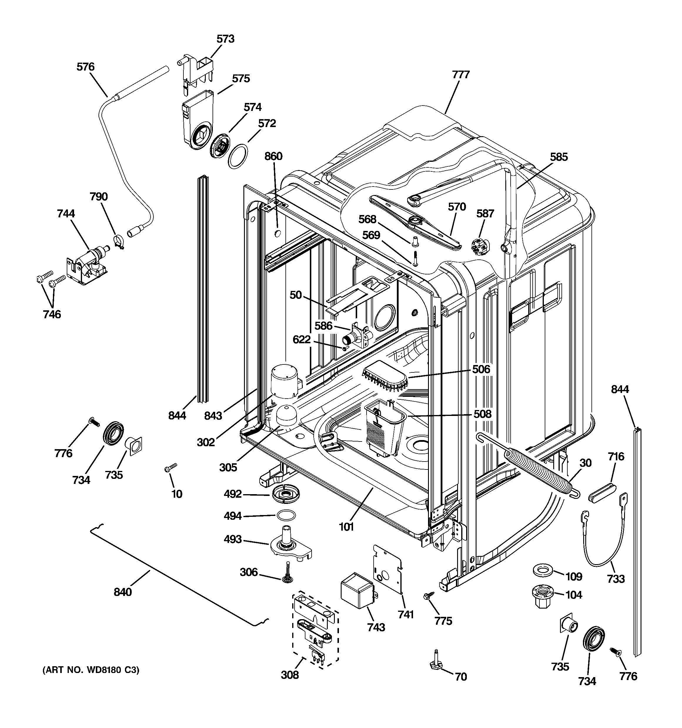 GE PDW8800L00WW body parts diagram