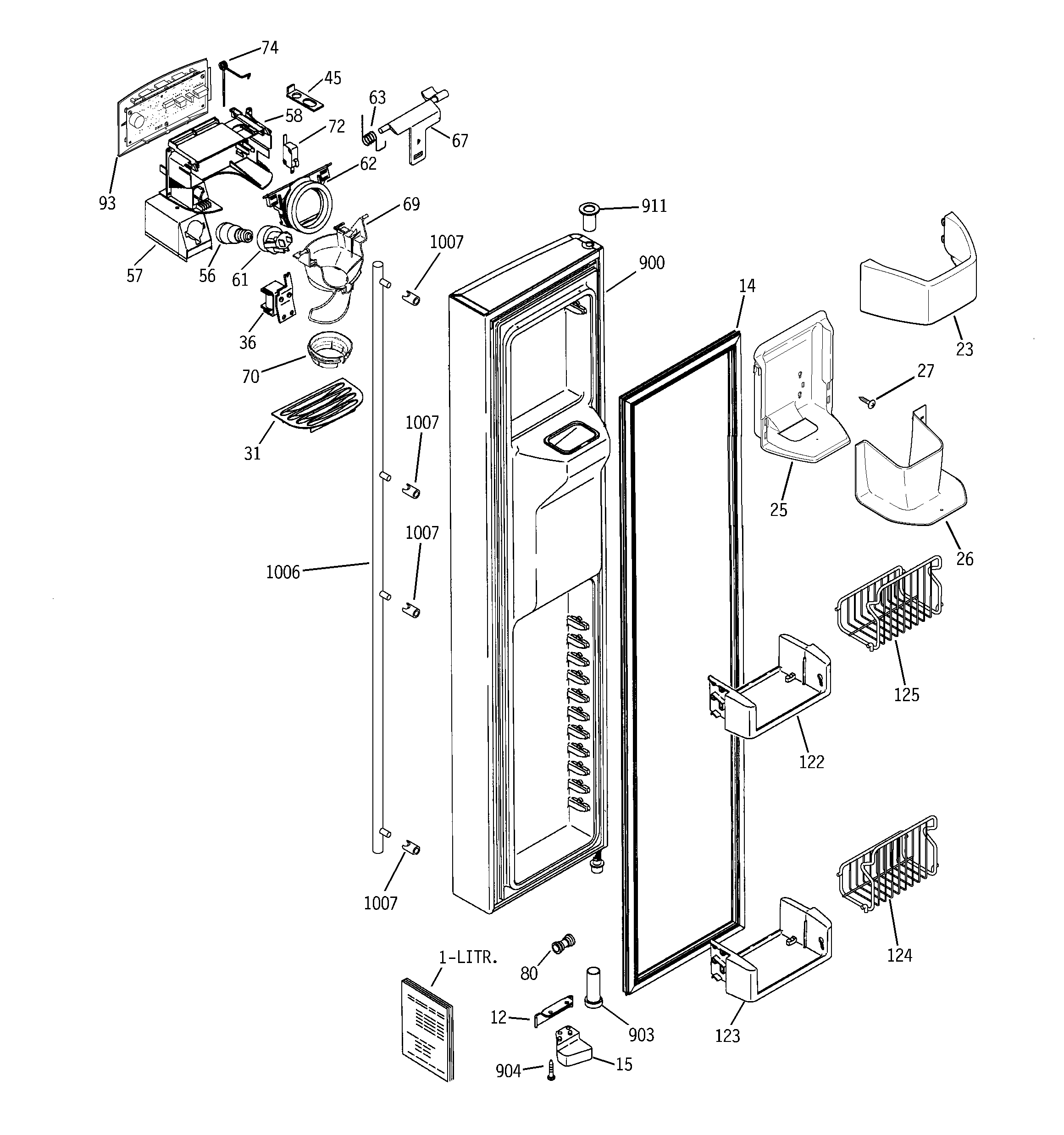GE ZFSB23DRDSS freezer door diagram