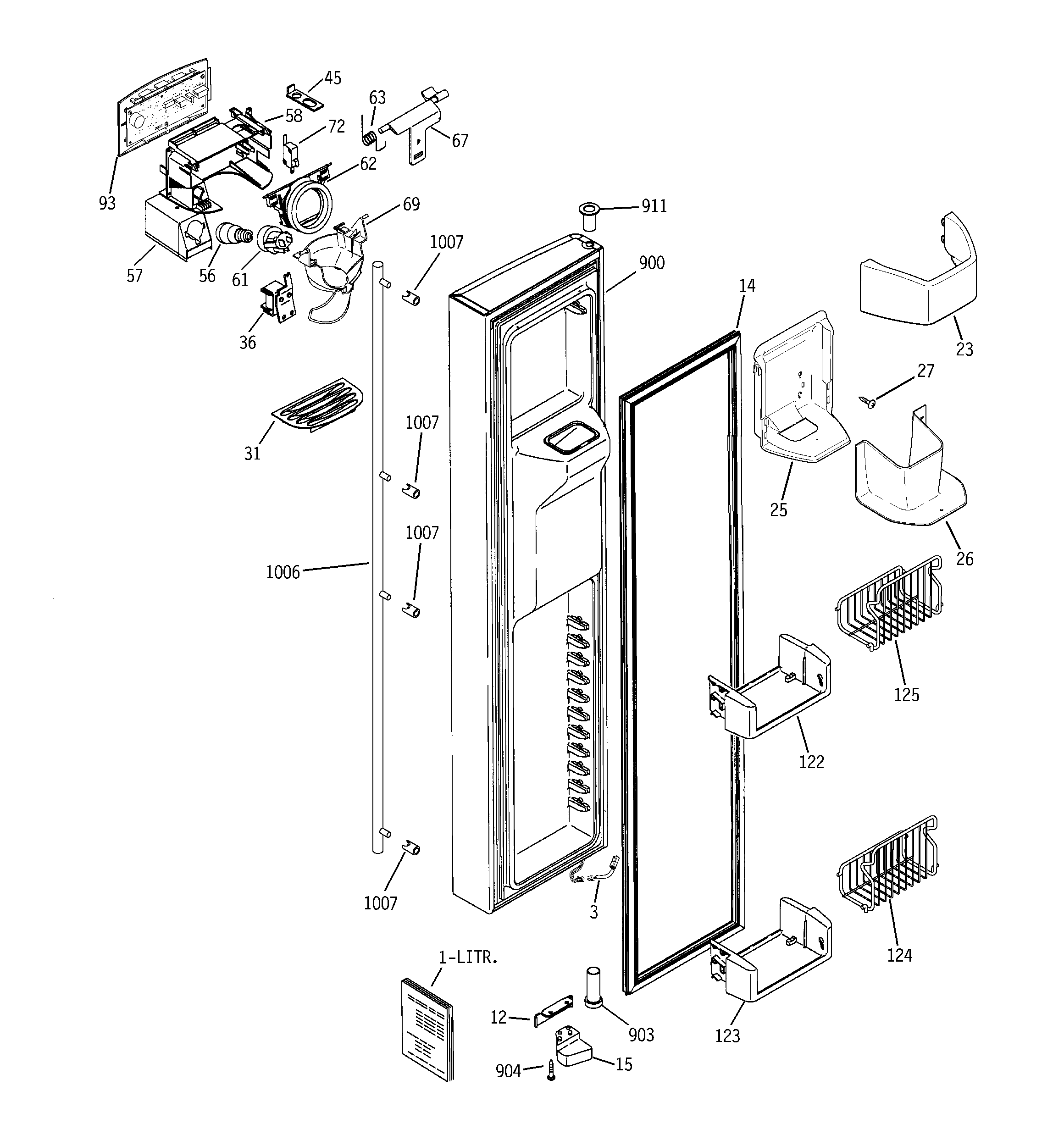 GE ZFSB23DRGSS freezer door diagram