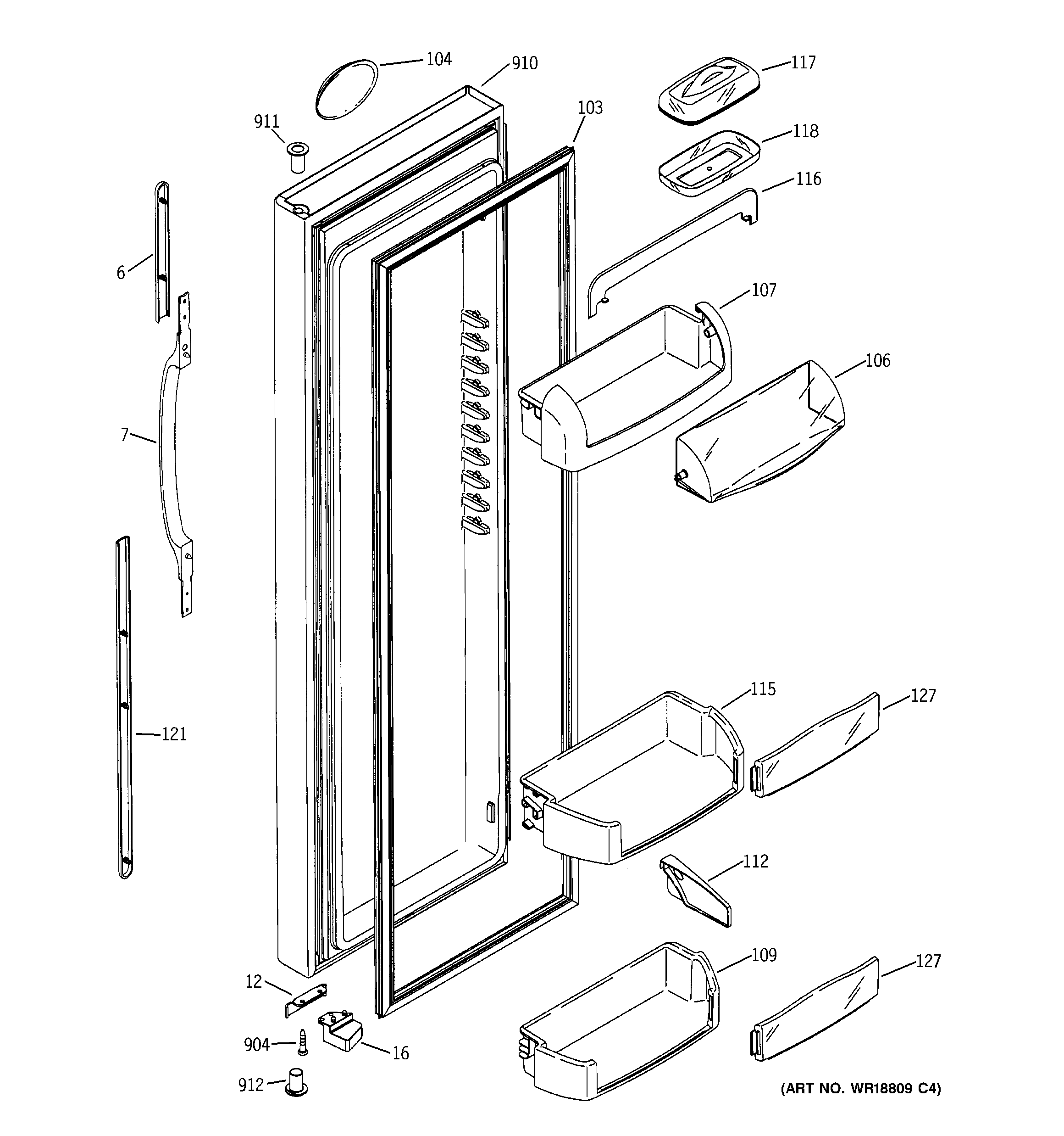 Hotpoint HSK27MGMKCCC fresh food door diagram