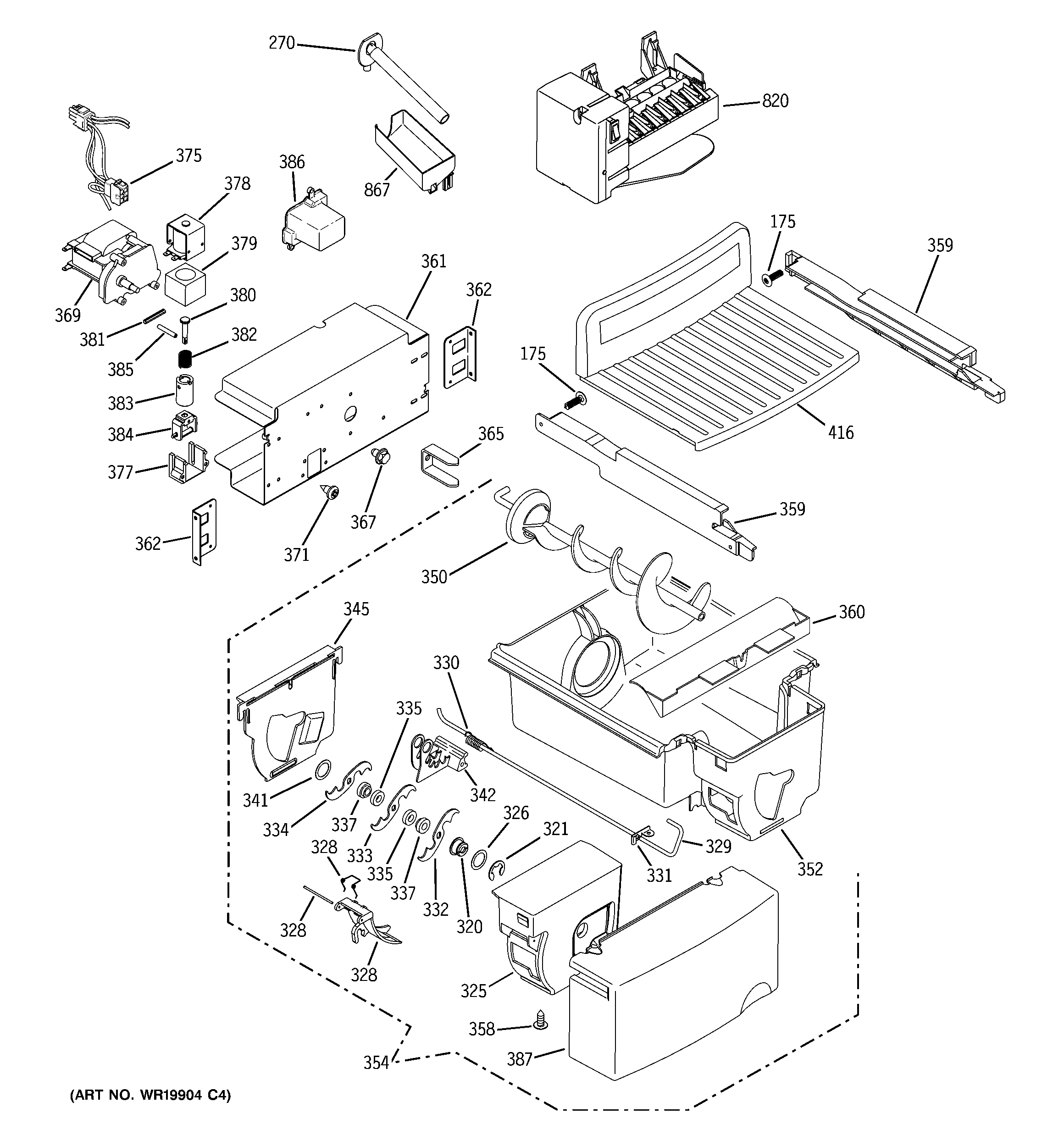 GE PSG27NGSBFBB ice maker & dispenser diagram