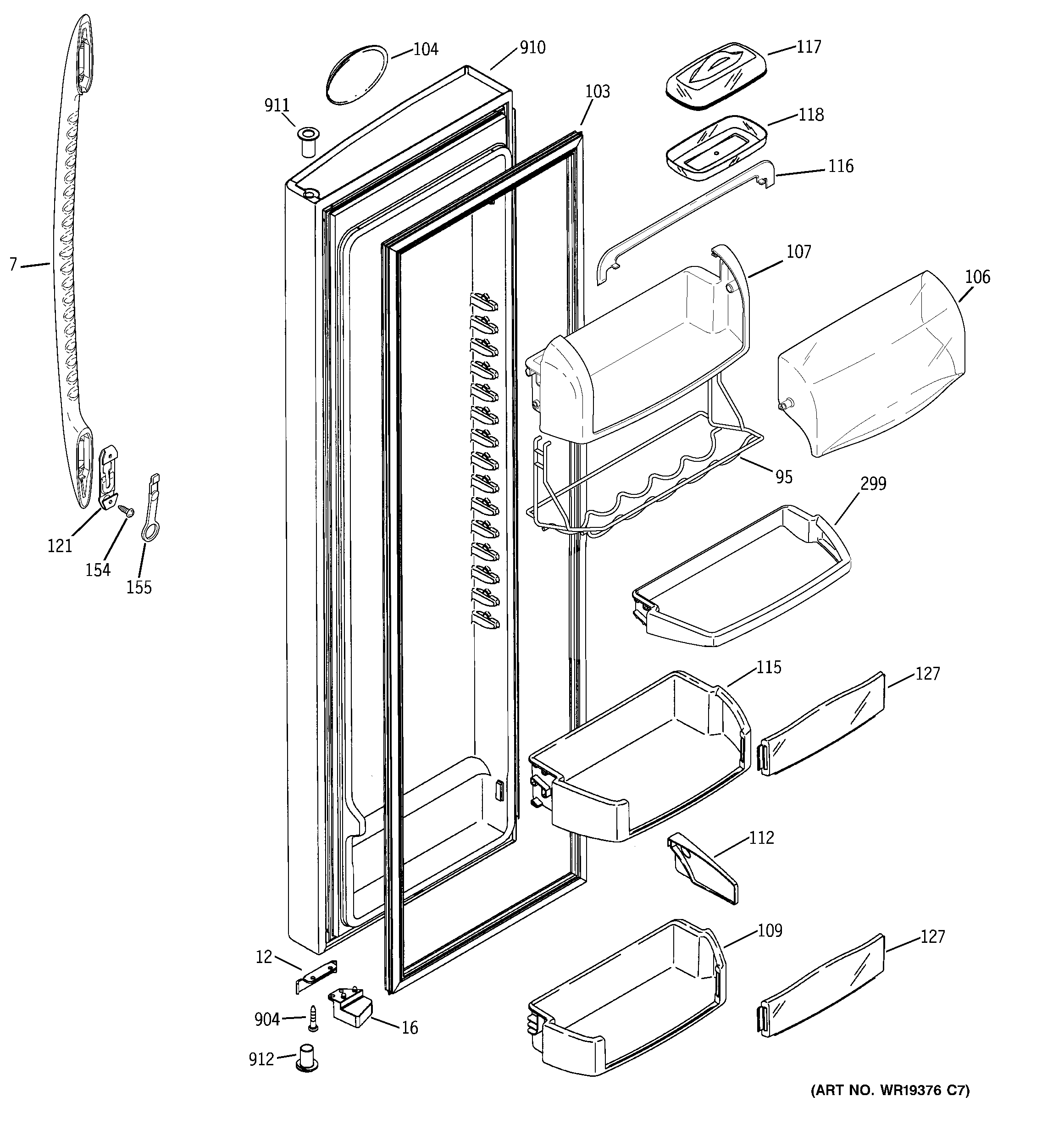 GE PSK25NGSBCWW fresh food door diagram