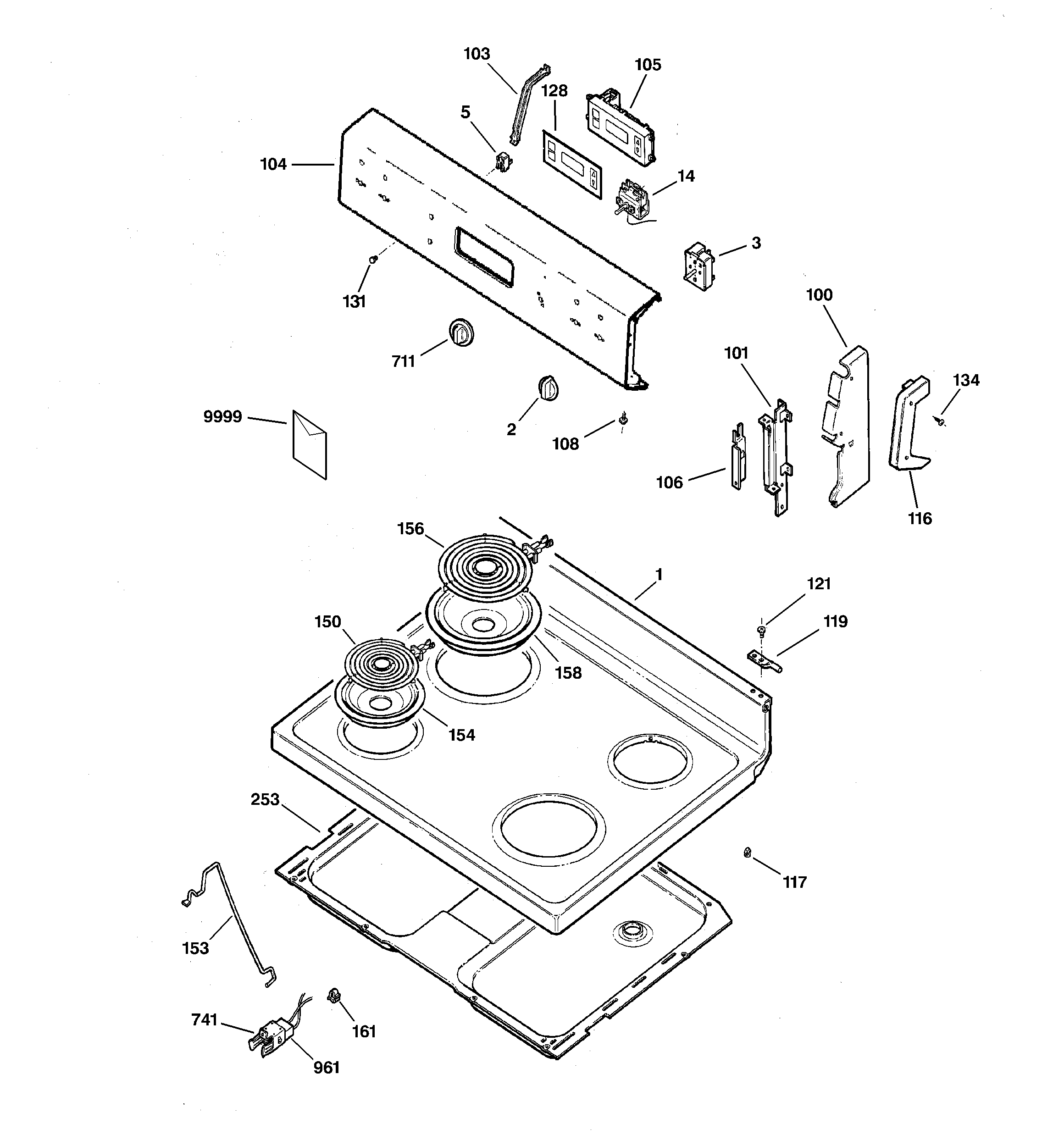 GE ABS300K1BB control panel & cooktop diagram