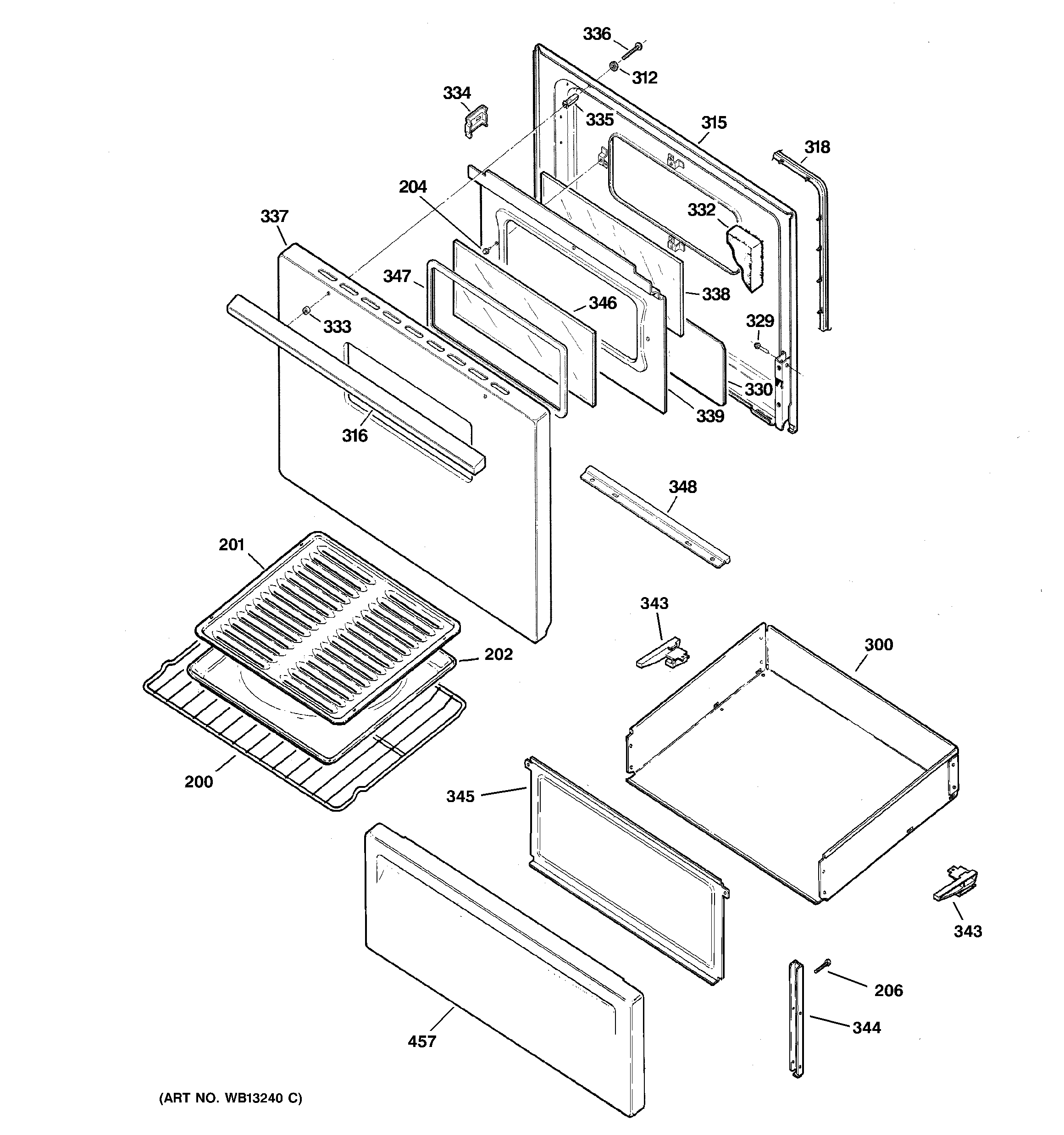 GE ABS300K1BB body parts diagram