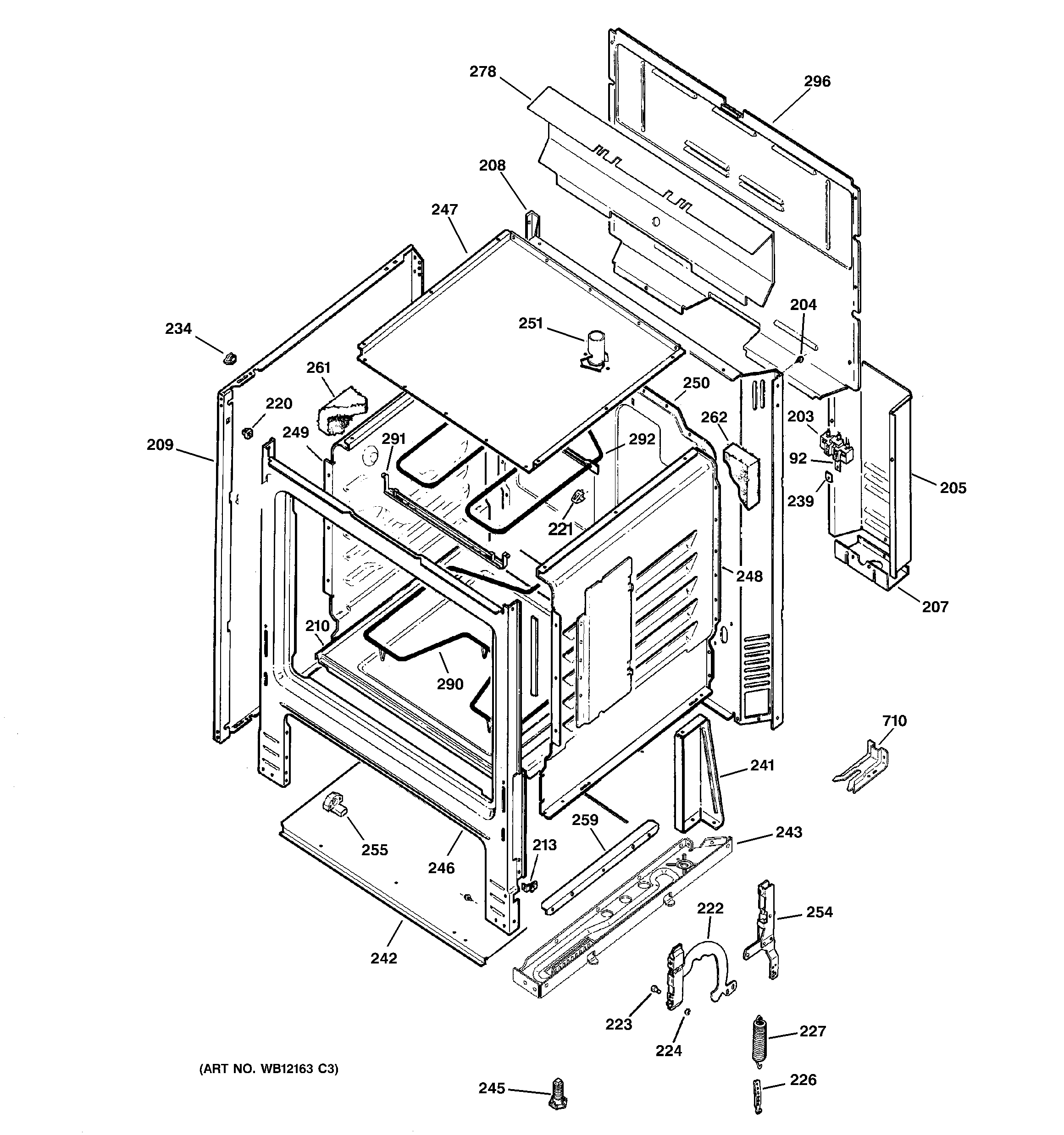 GE ABS300K1BB door & drawer parts diagram