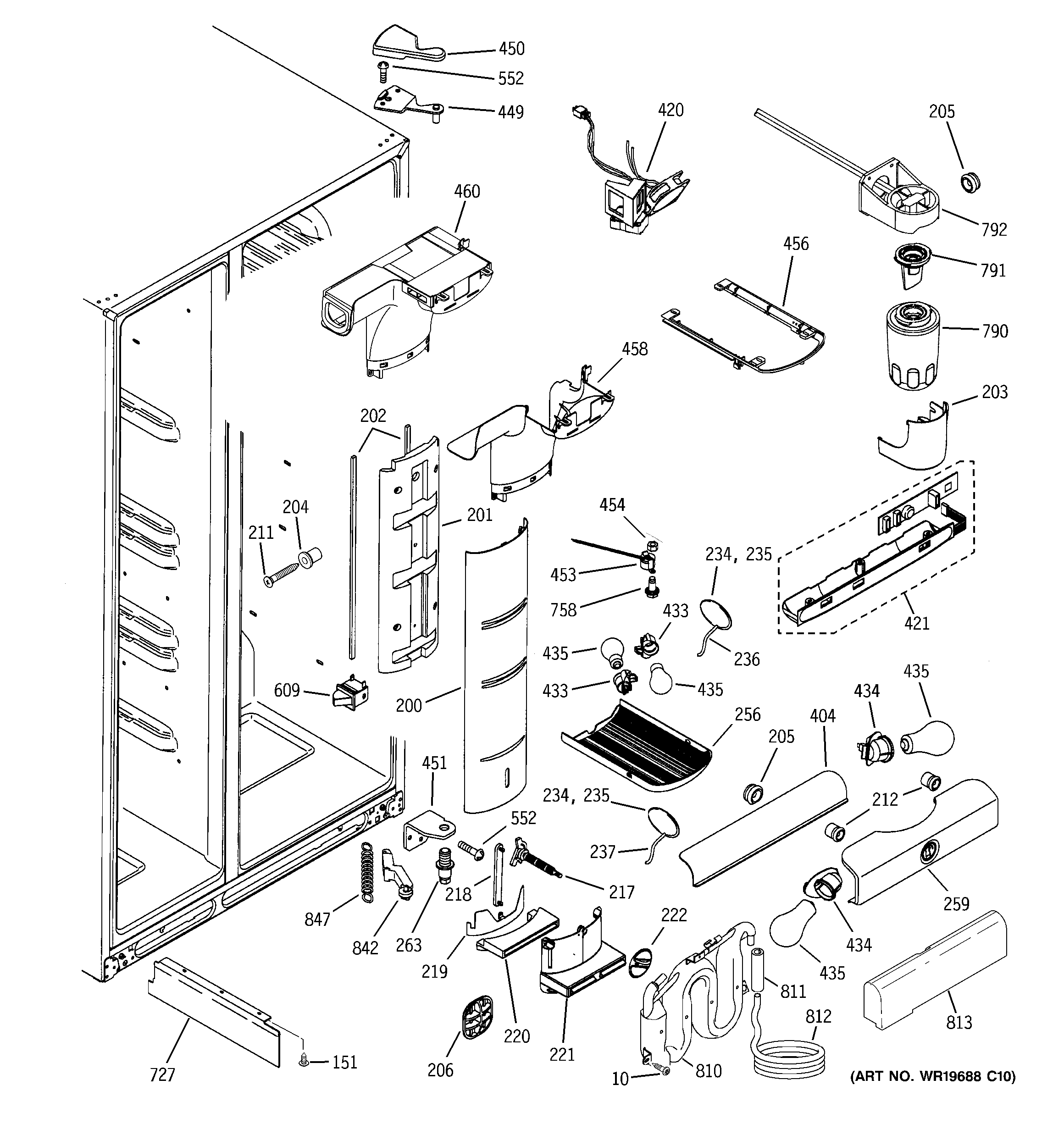 GE PSK27NGSBCWW fresh food section diagram