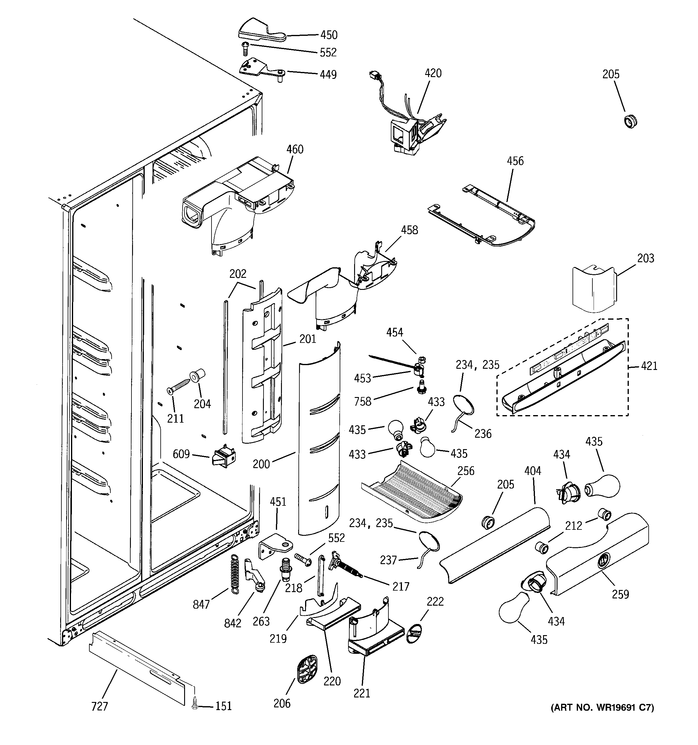 RCA RSK25LHRCCCC fresh food section diagram