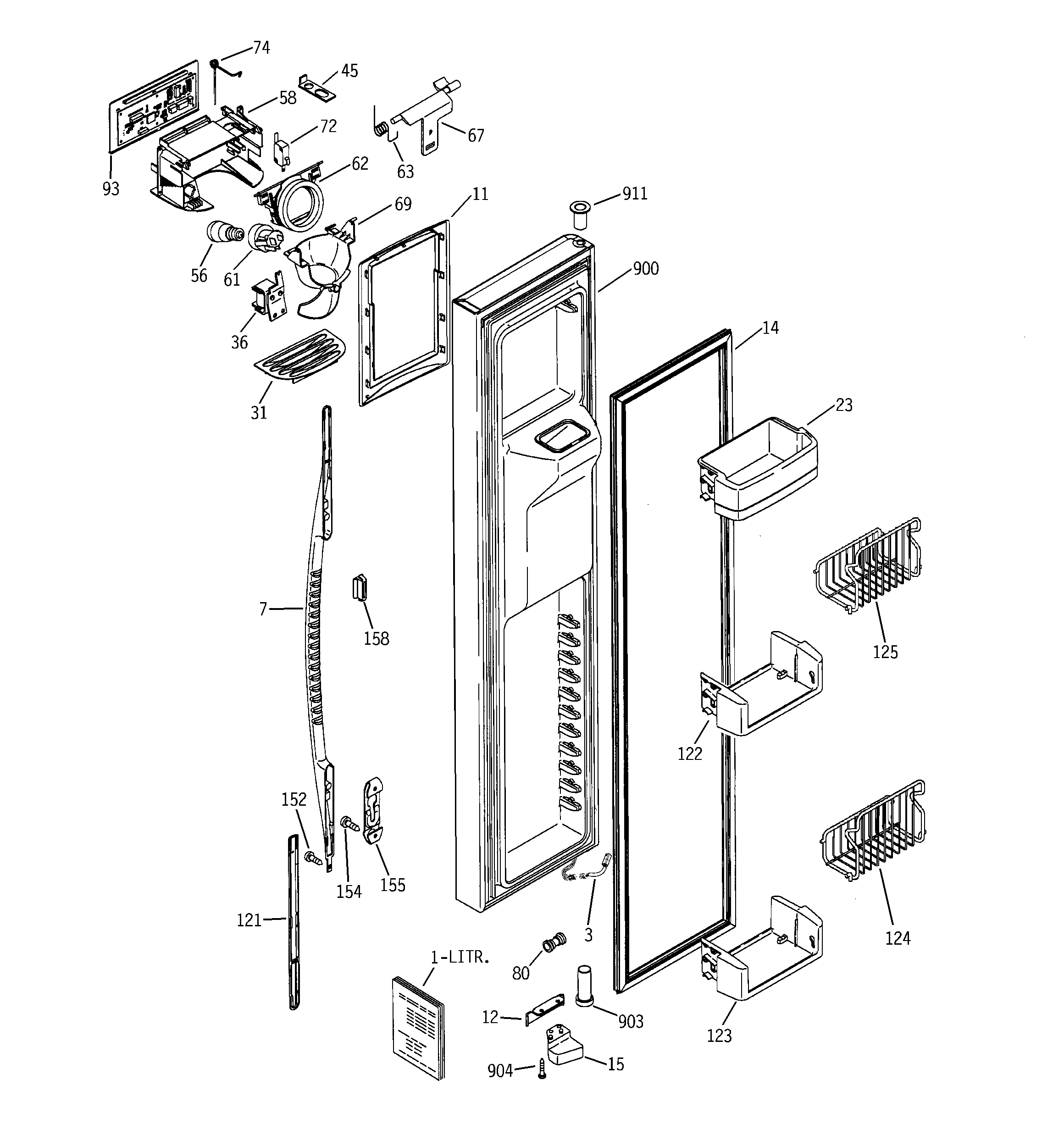RCA RSK27NGMKCCC freezer door diagram