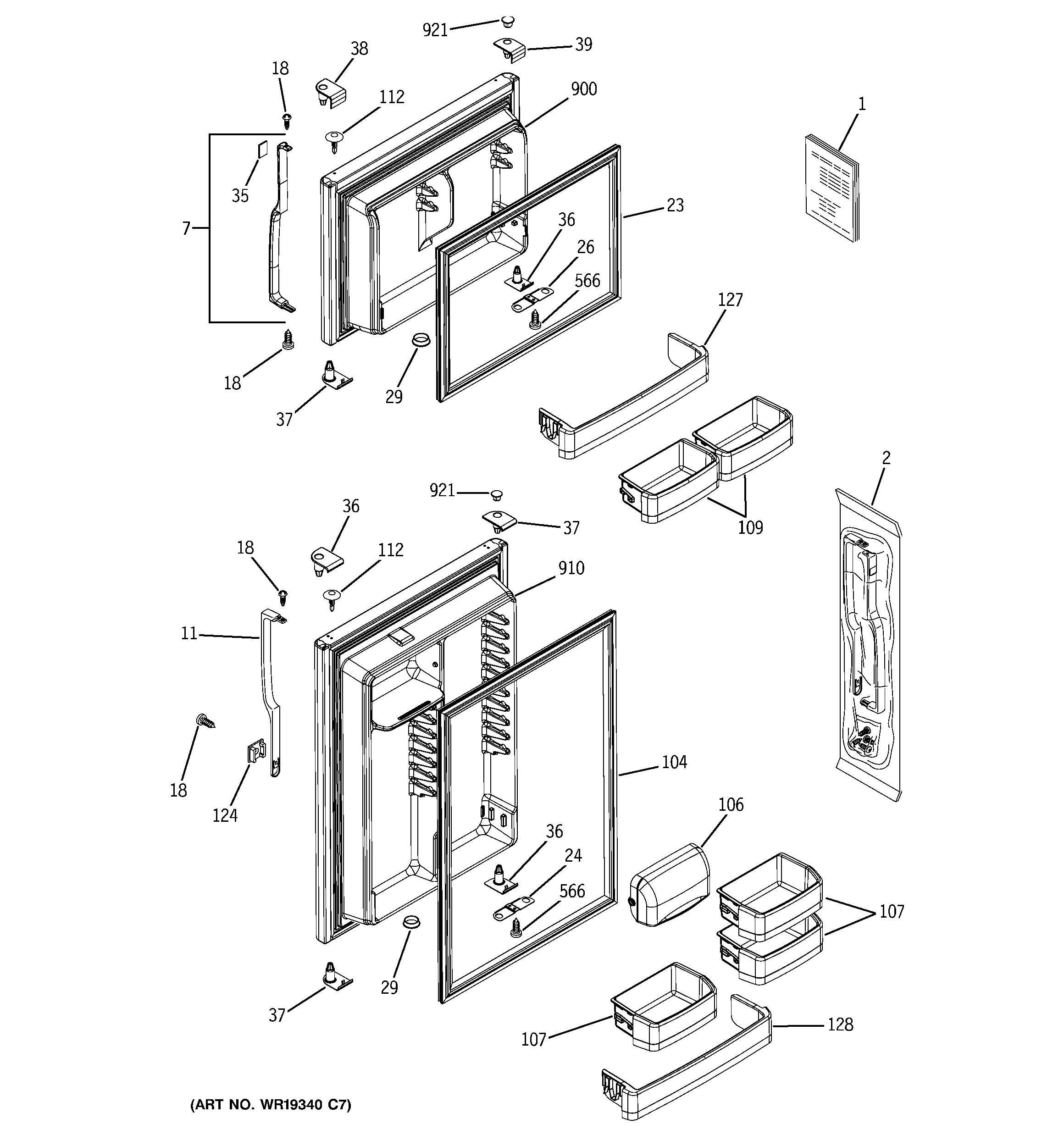 GE GTS18KCPMRWW doors diagram