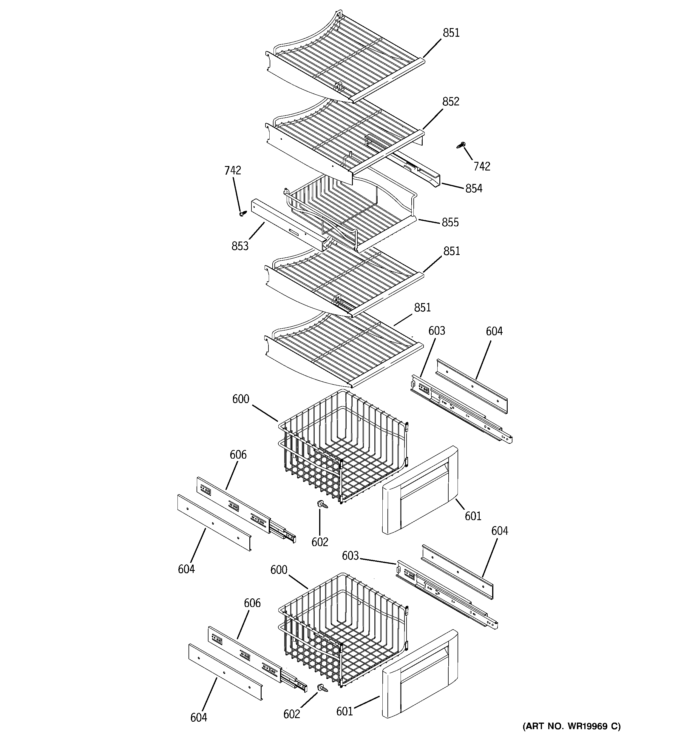 GE ZISS420DRHSS freezer shelves diagram