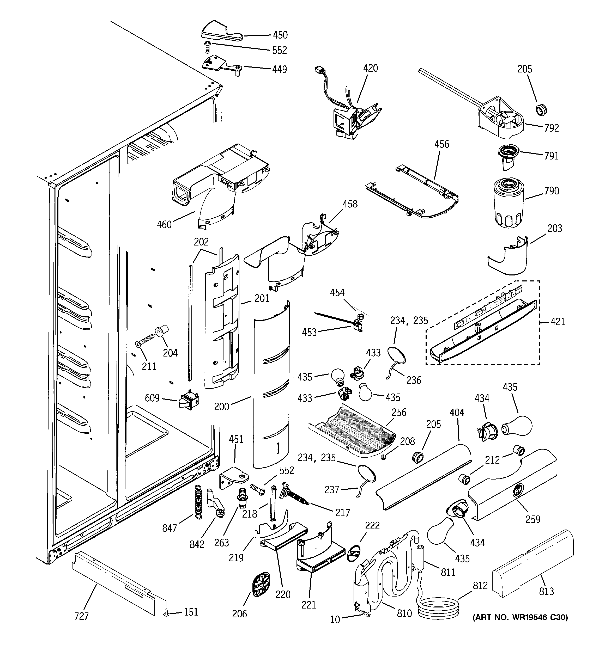 Hotpoint HSK27MGSACCC fresh food section diagram