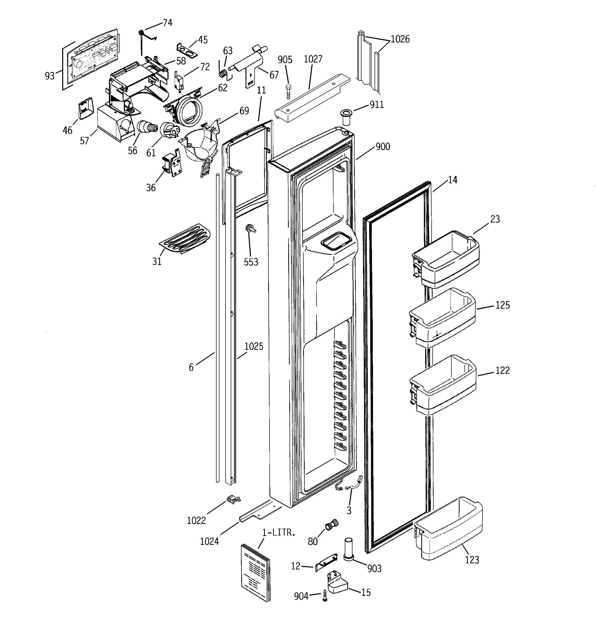 GE GIG21IESBFWW freezer door diagram
