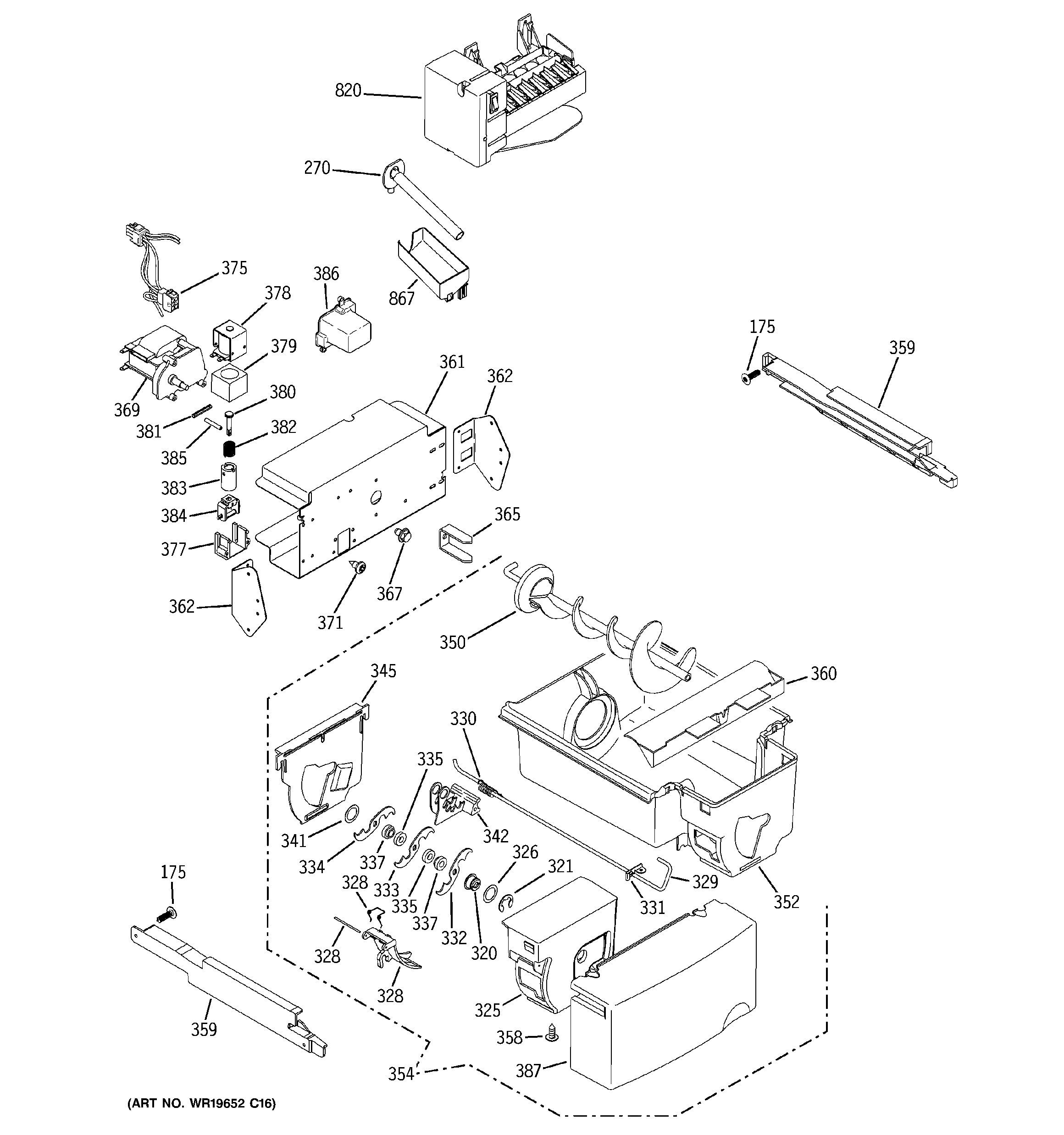 GE GSC22KGRDWW ice maker & dispenser diagram