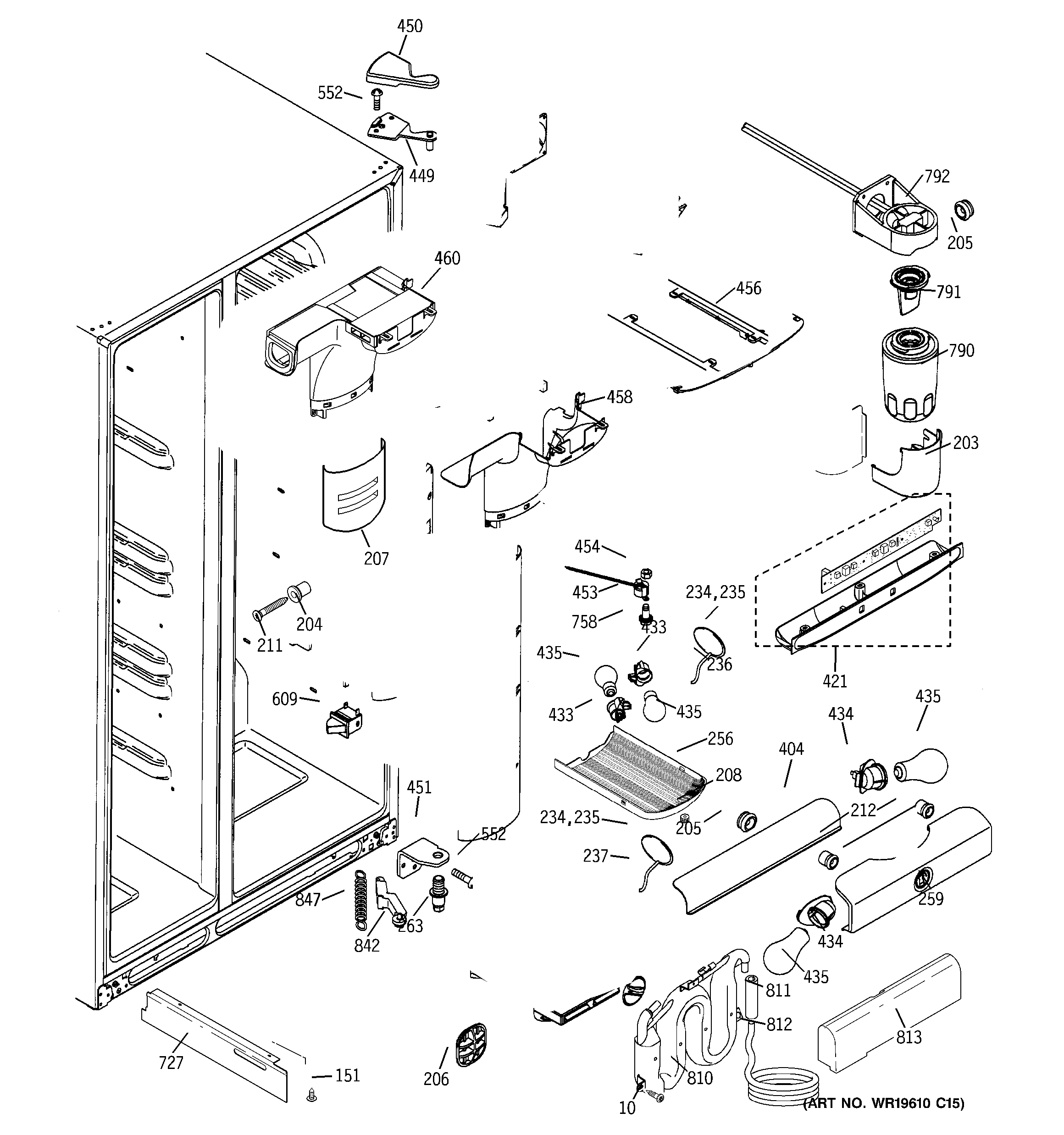 GE GSC22KGRDWW fresh food section diagram