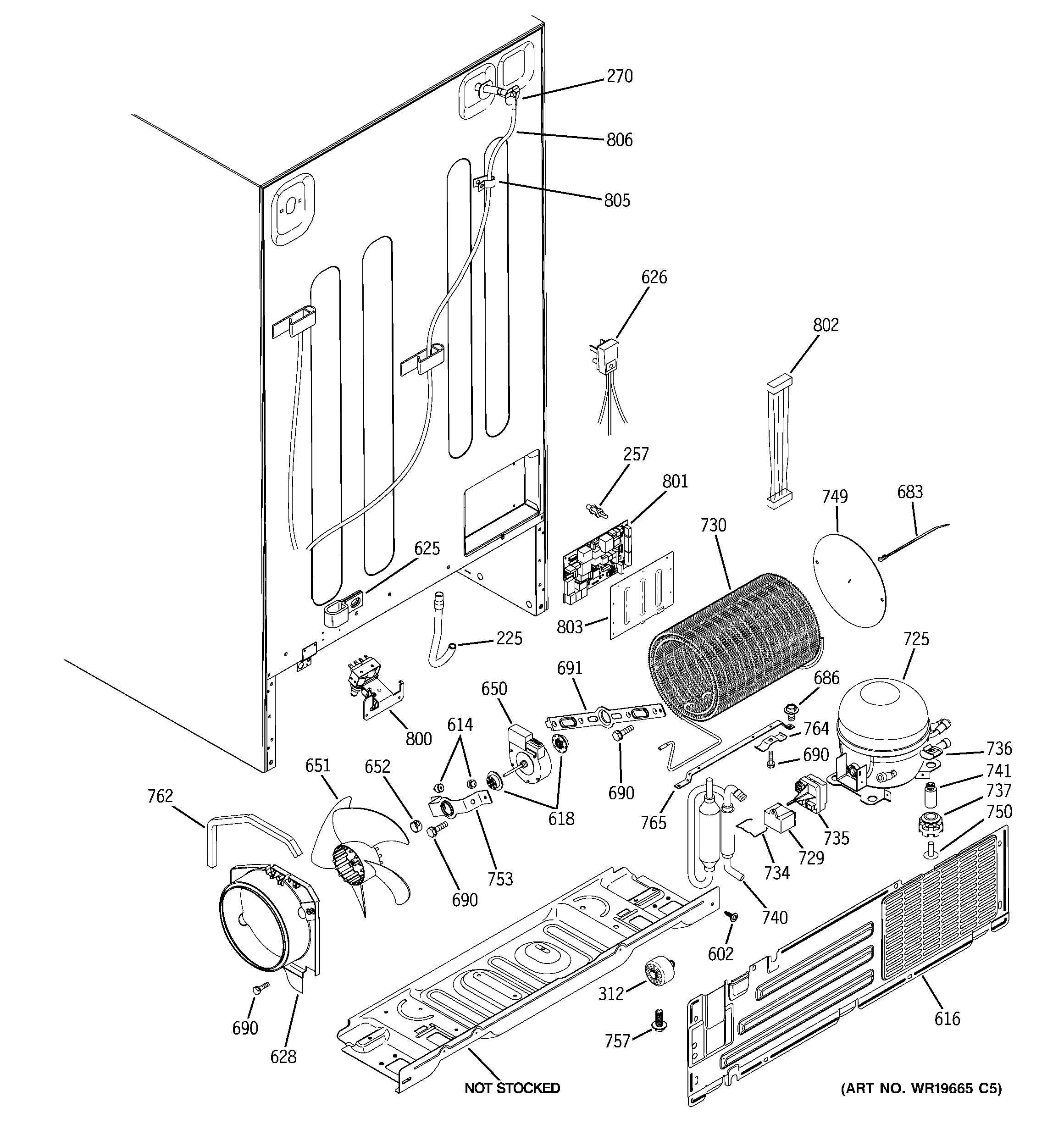 GE PSI23NCRDWV sealed system & mother board diagram