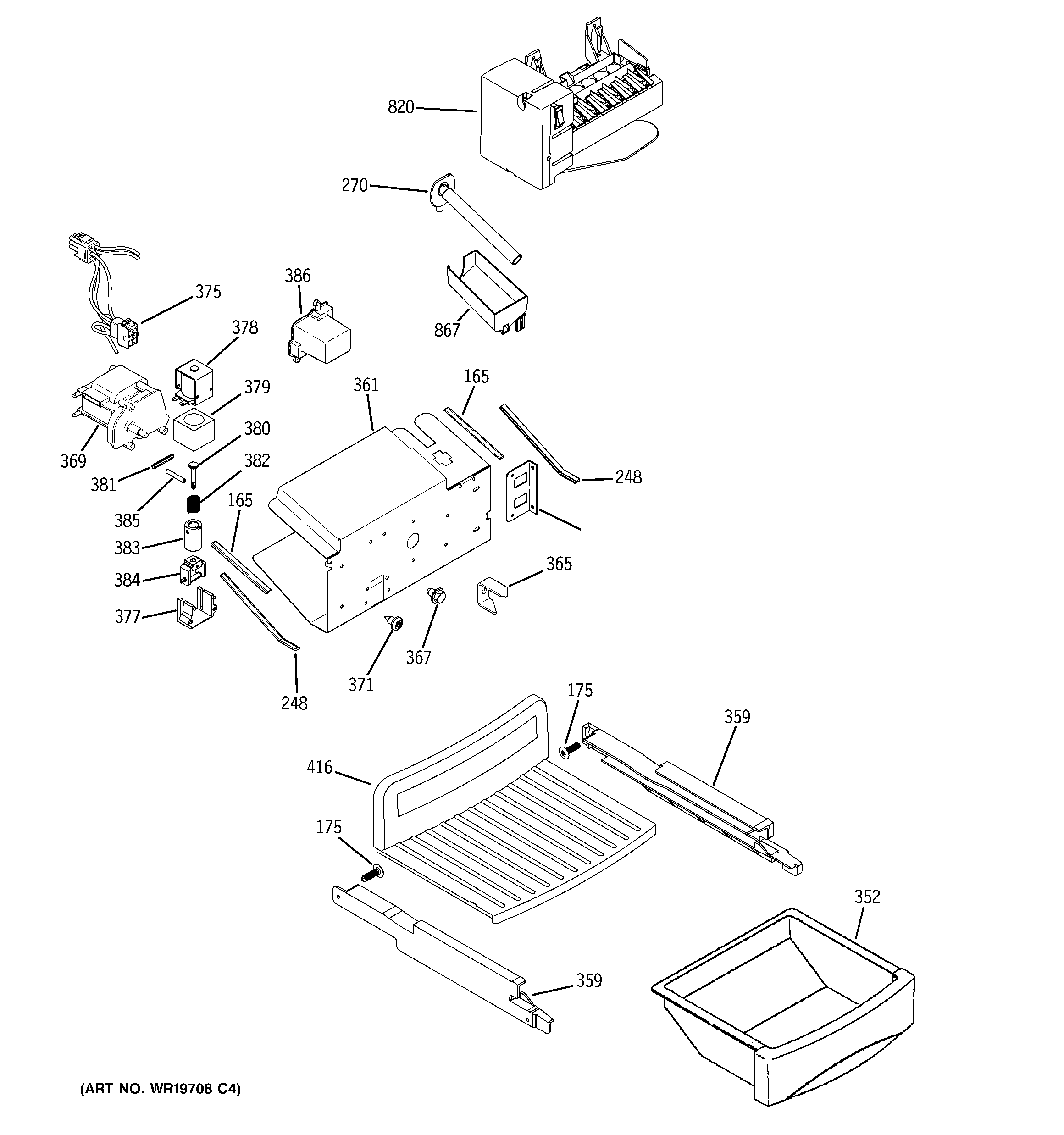 GE PSI23NCRDWV ice maker & dispenser diagram