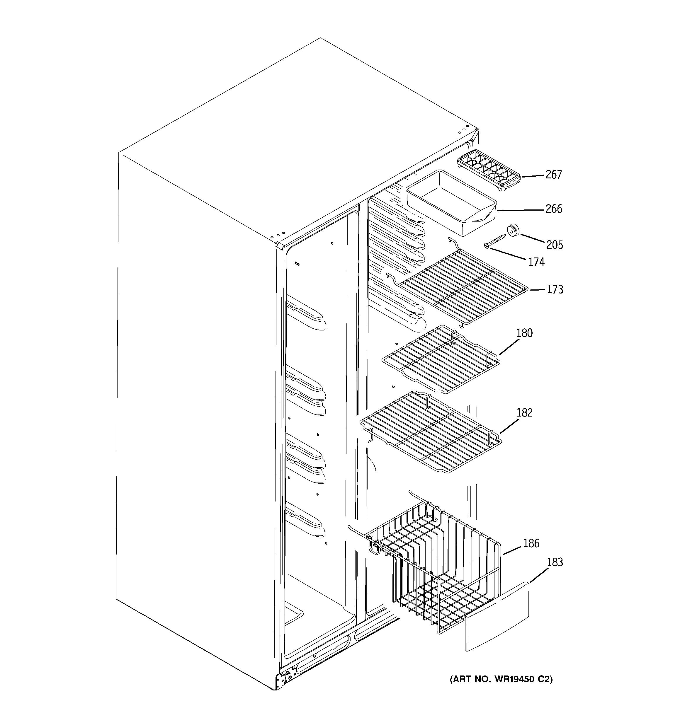 RCA RSK25LAPCCCC freezer shelves diagram