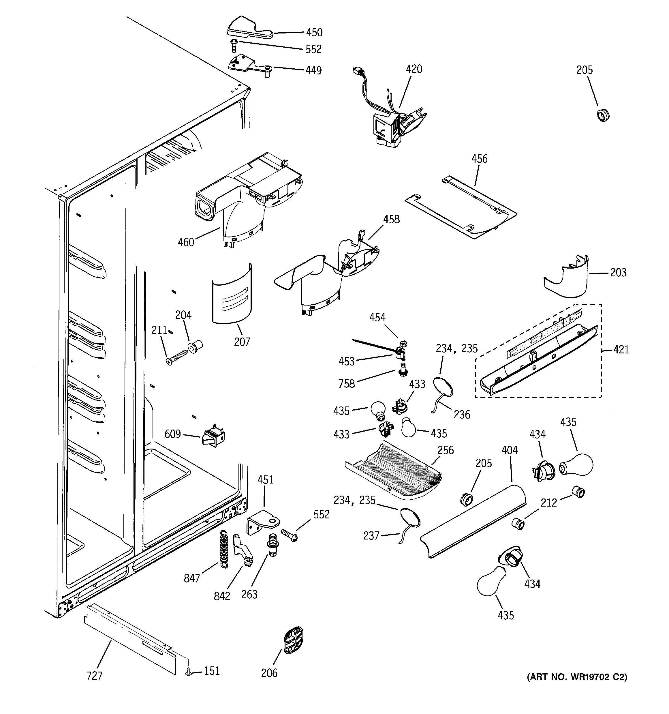 RCA RSK25LAPCCCC fresh food section diagram
