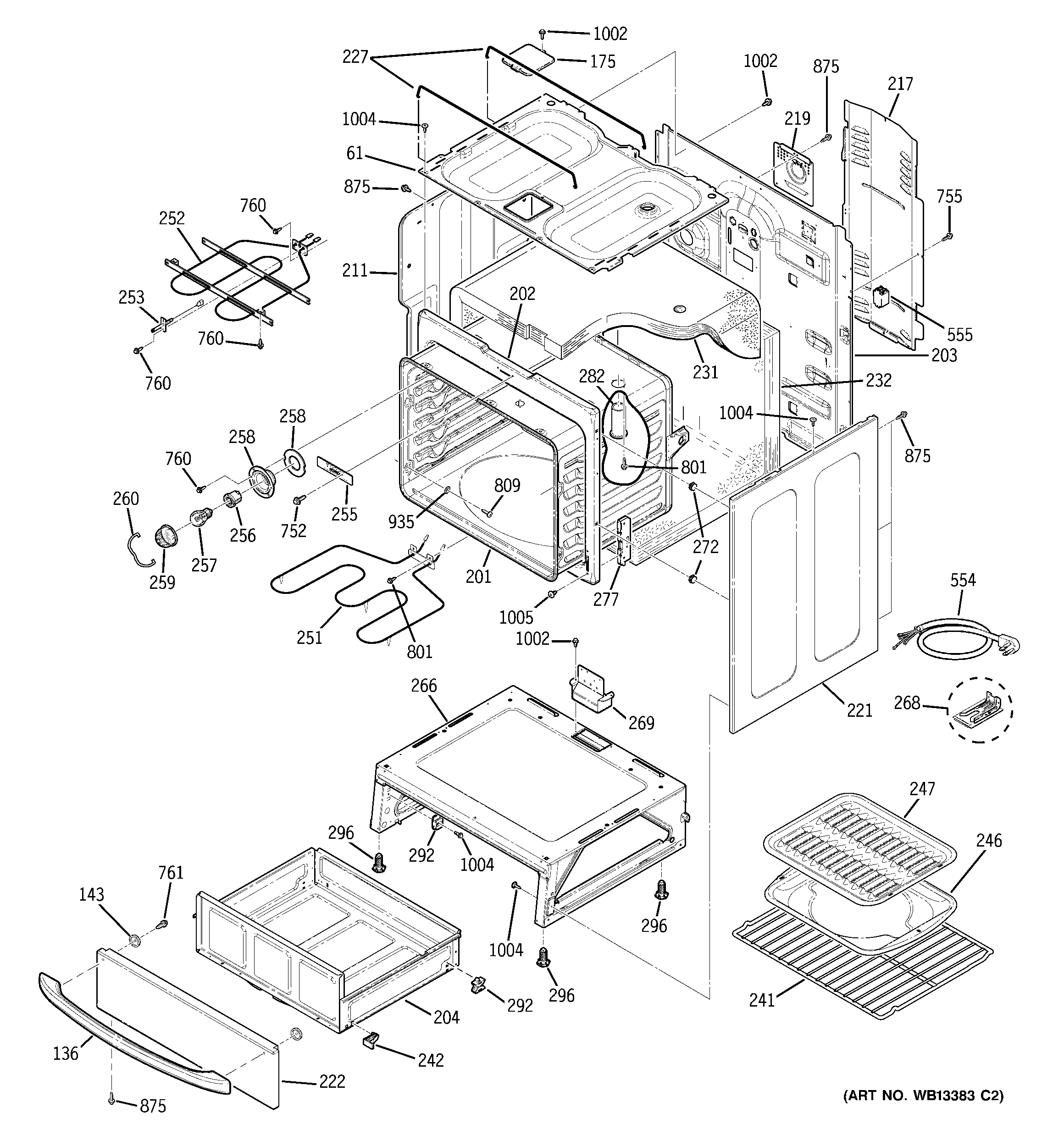 GE JCBP35SJ3SS body parts diagram