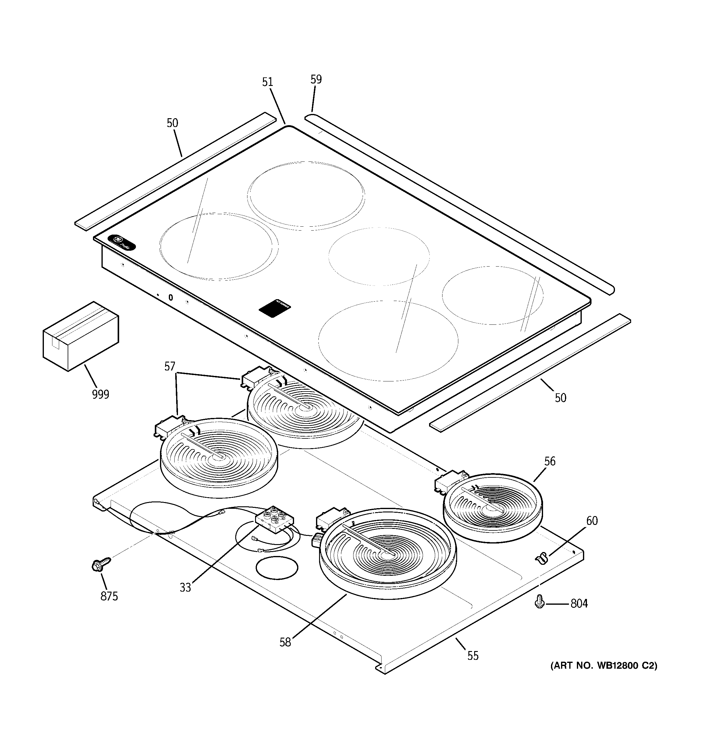 GE JD900BK1BB cooktop diagram