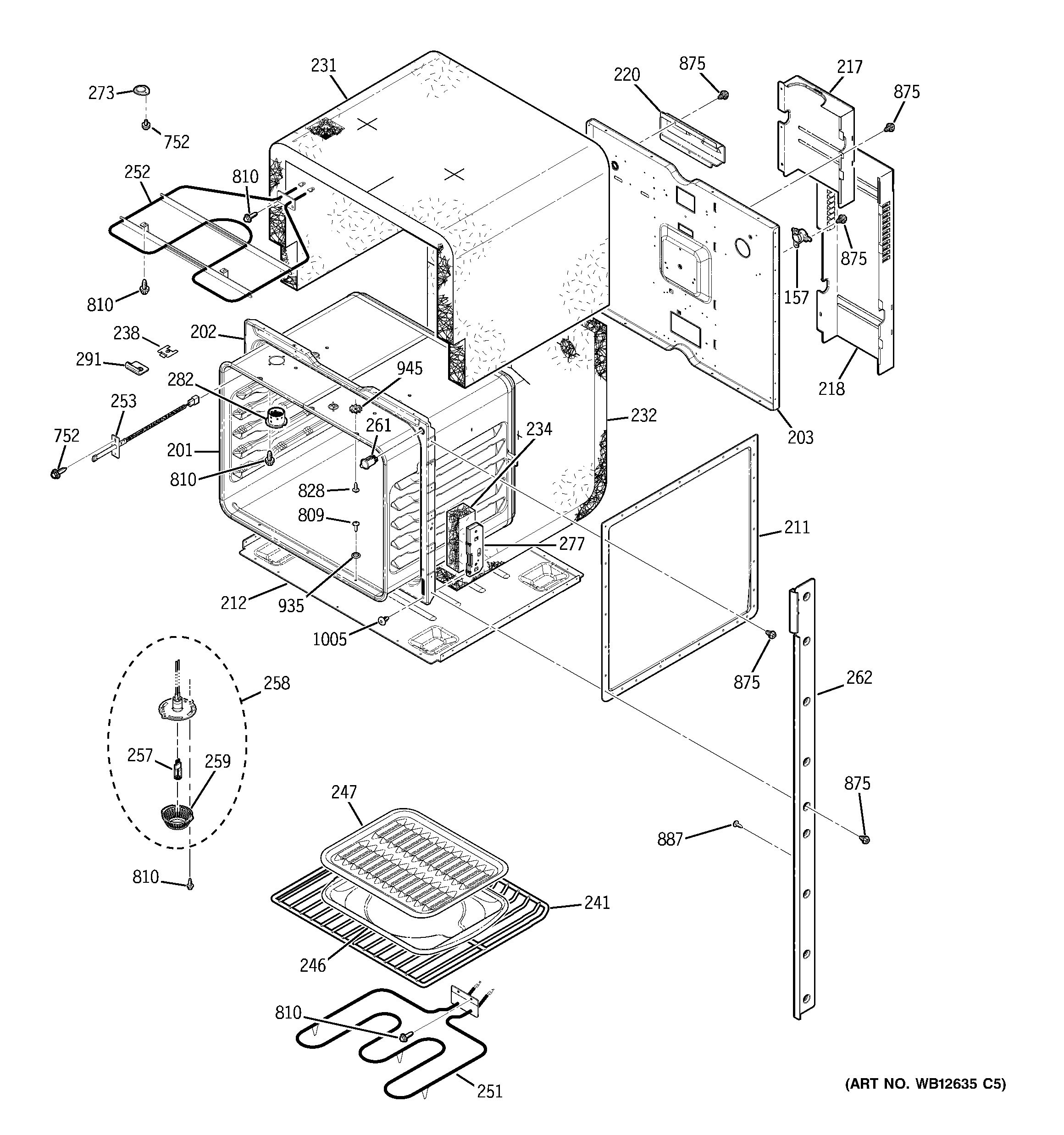 GE JKP28SK1SS upper body diagram