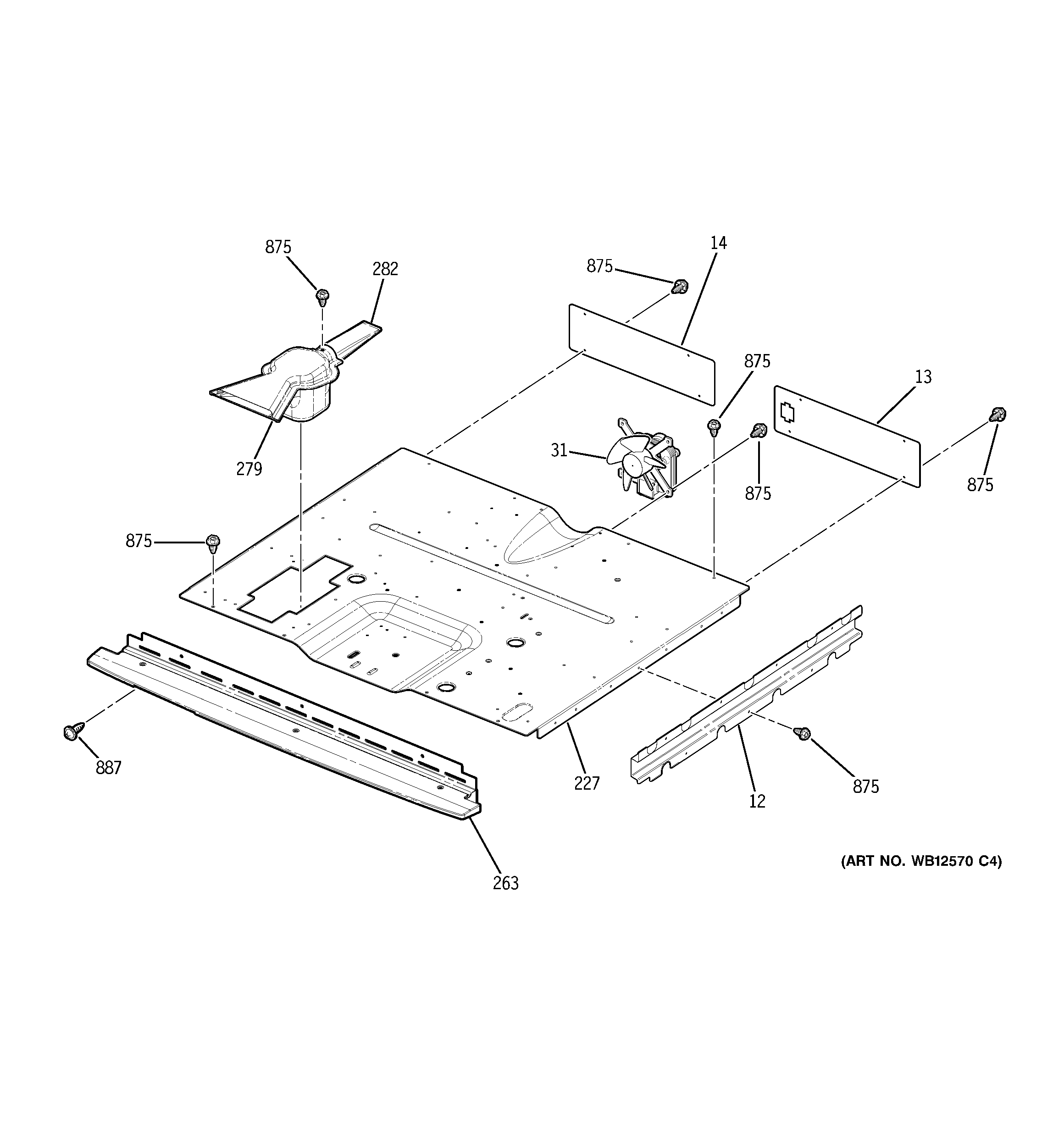 GE JKP28SK1SS center spacer diagram