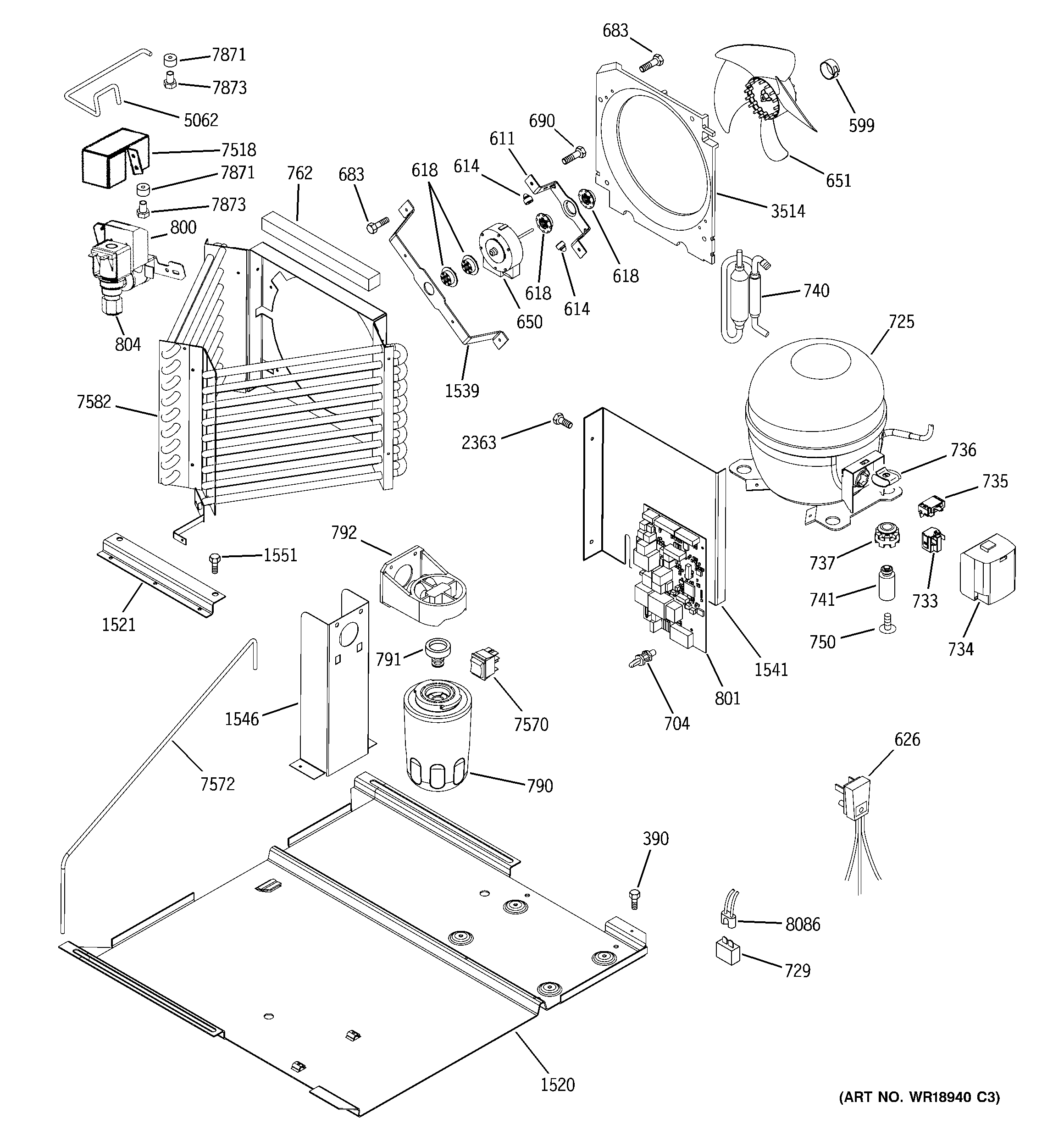 GE ZIC360NMCRH sealed system & mother board diagram