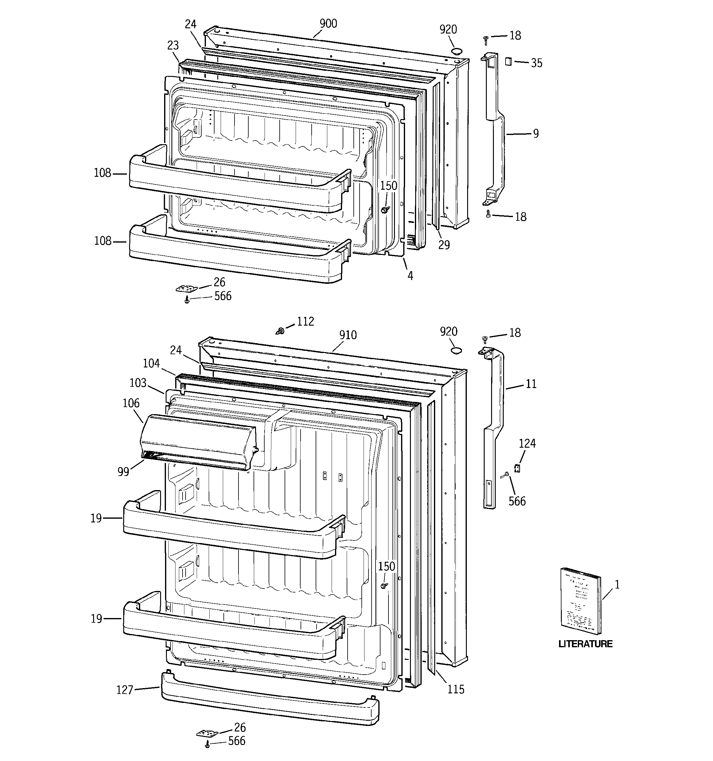 GE GTS18HCSARWW doors diagram