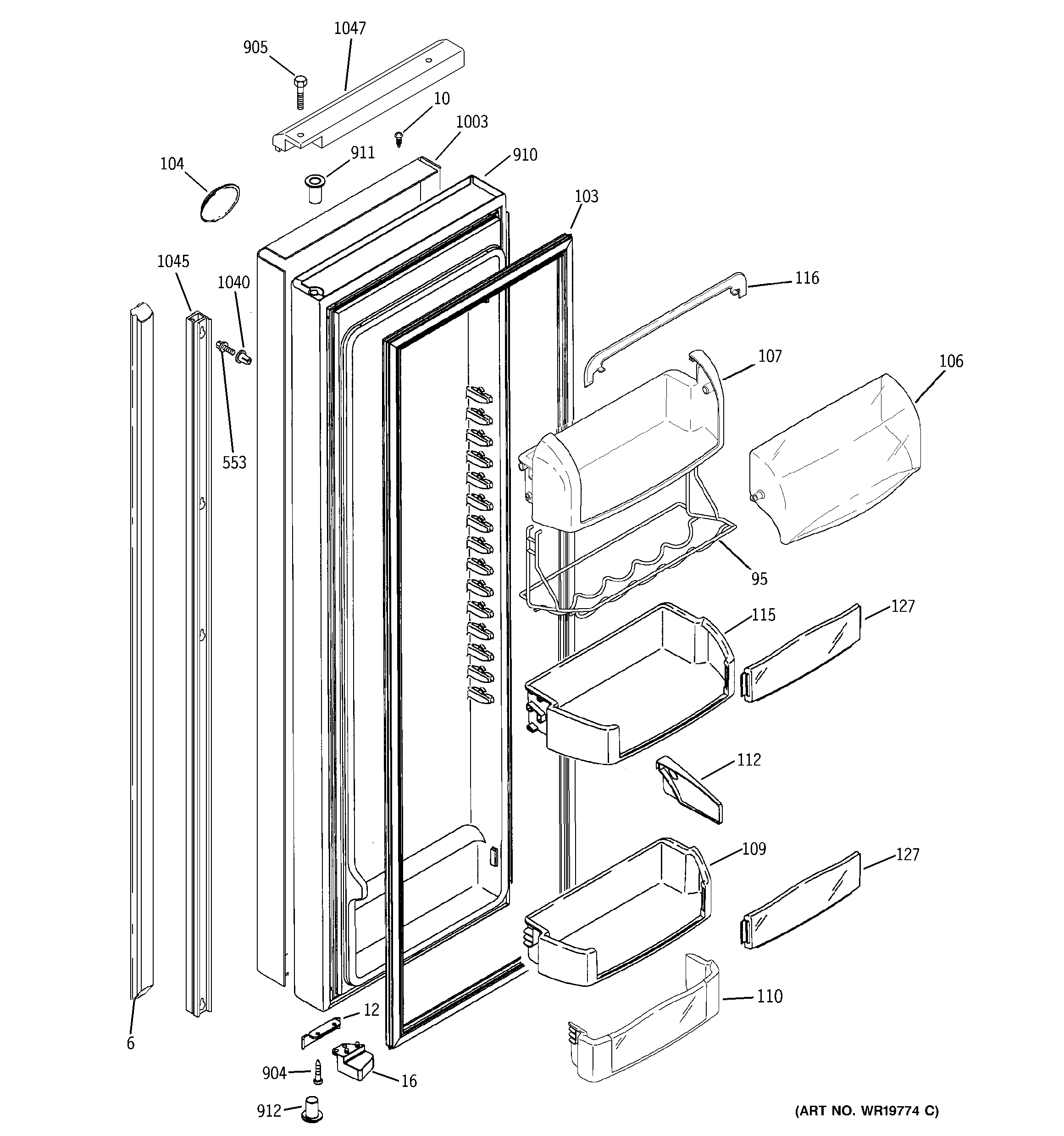GE PSH25MSSBSV fresh food door diagram