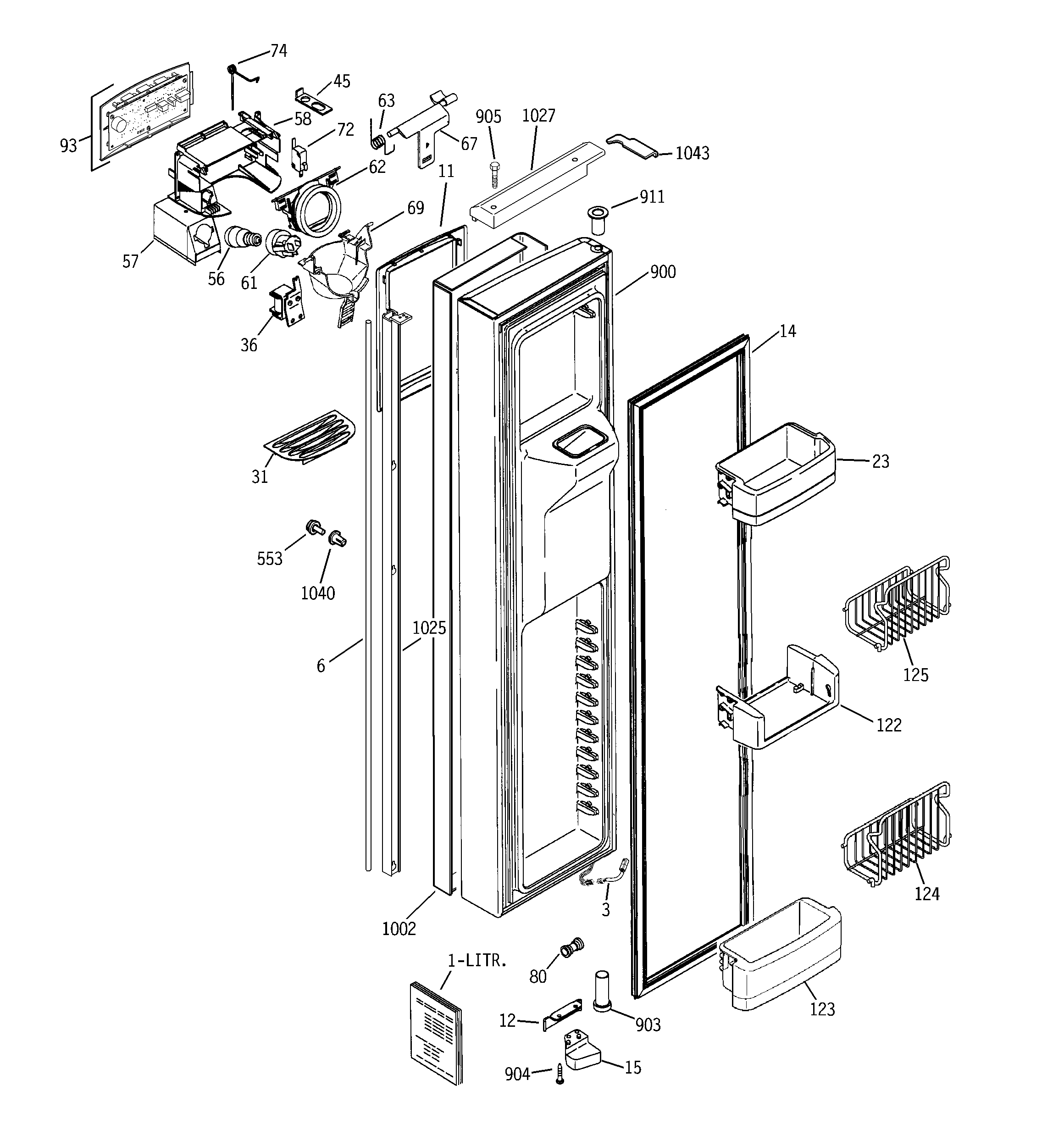 GE PIG23SGSBFSV freezer door diagram
