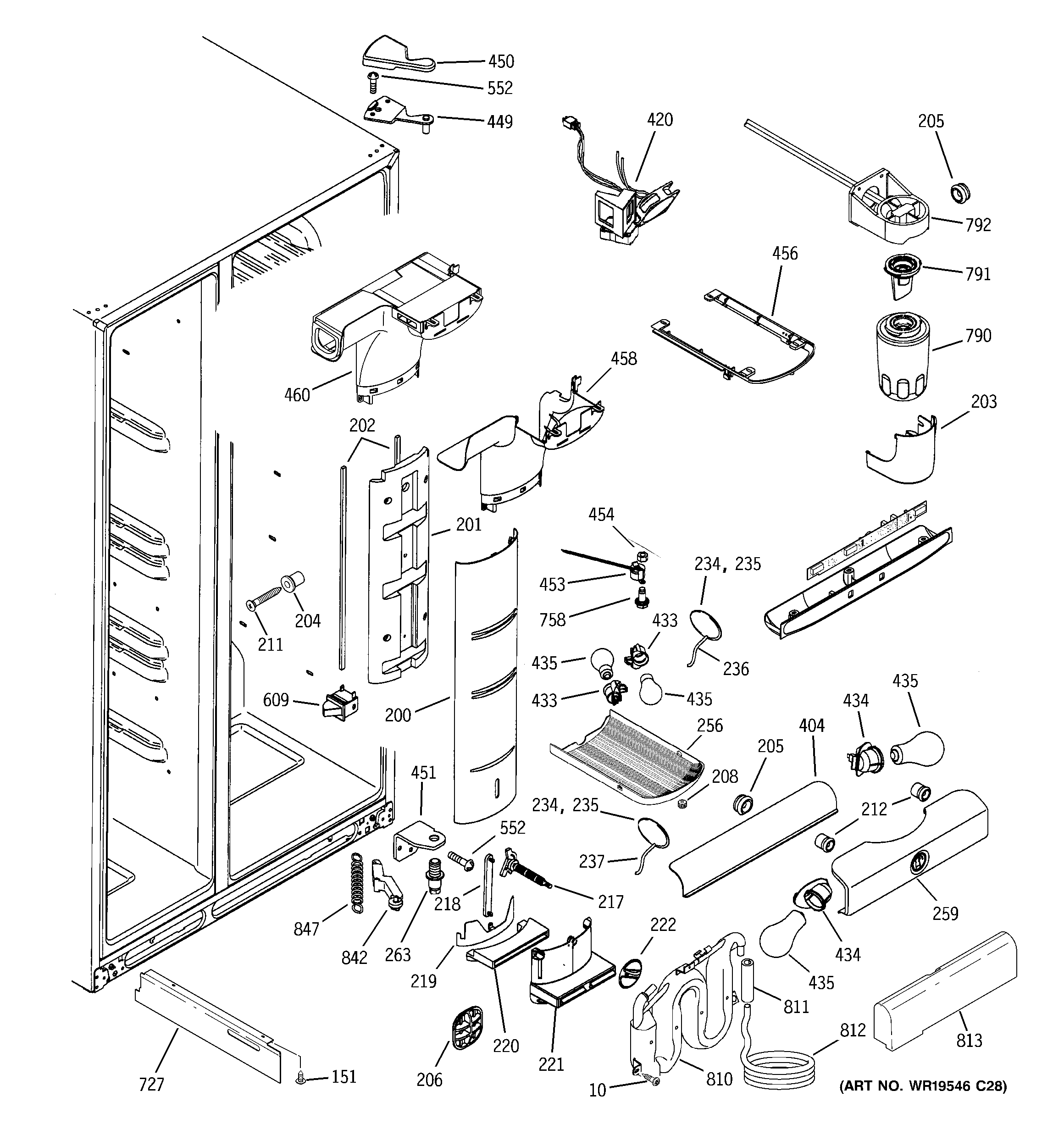 GE PIG23SGSBFSV fresh food section diagram