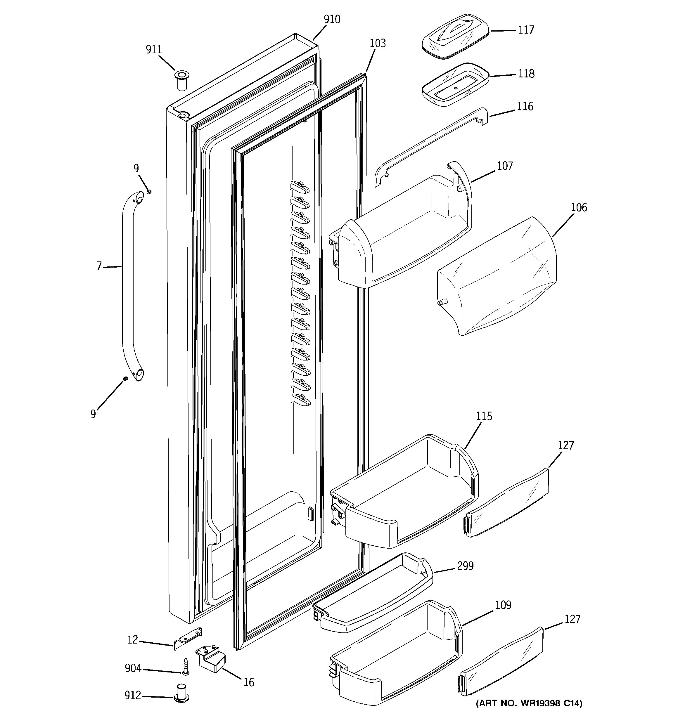 GE GCG21SISBFSS fresh food door diagram