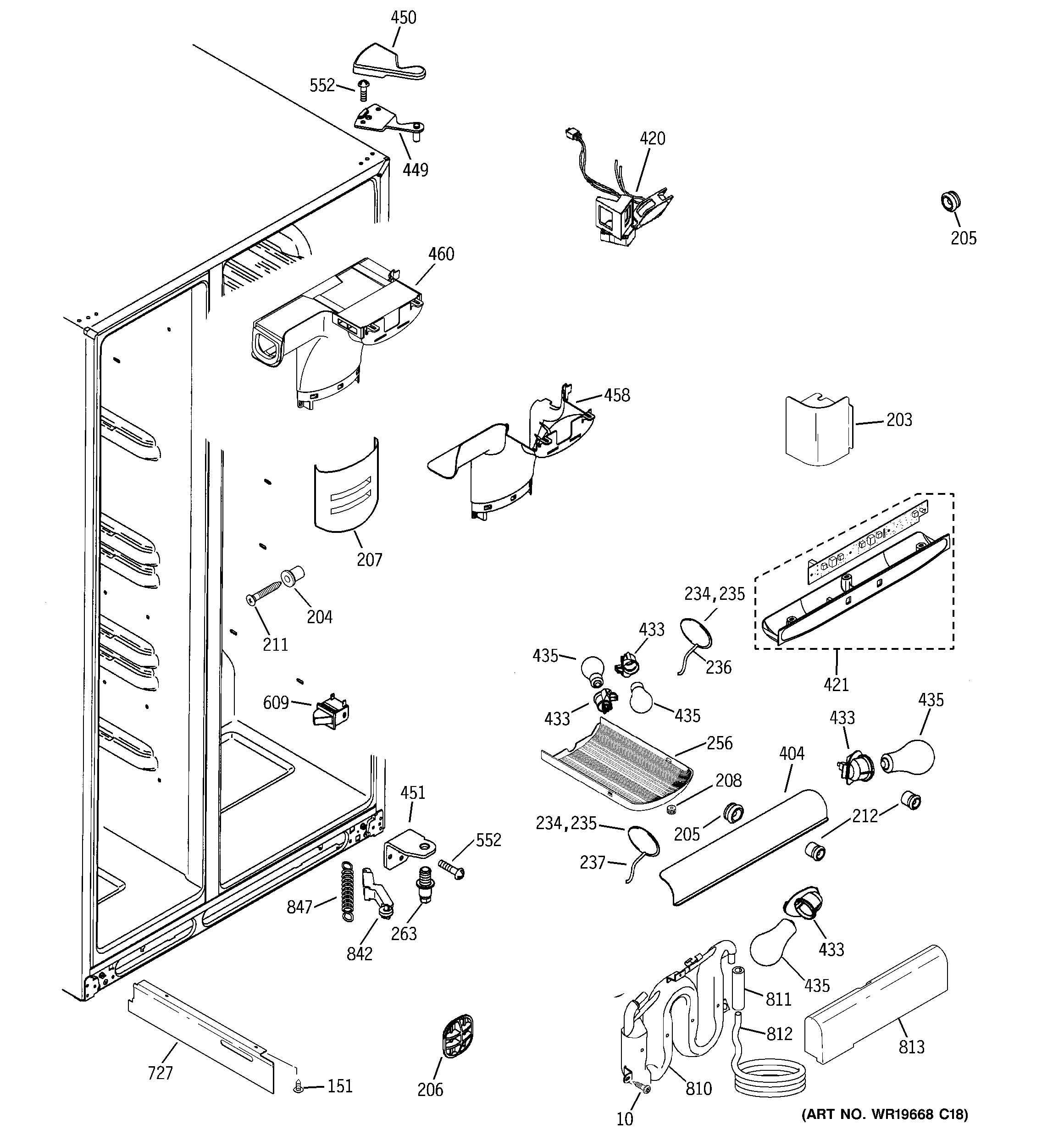 GE GCG23YHSBFBB fresh food section diagram