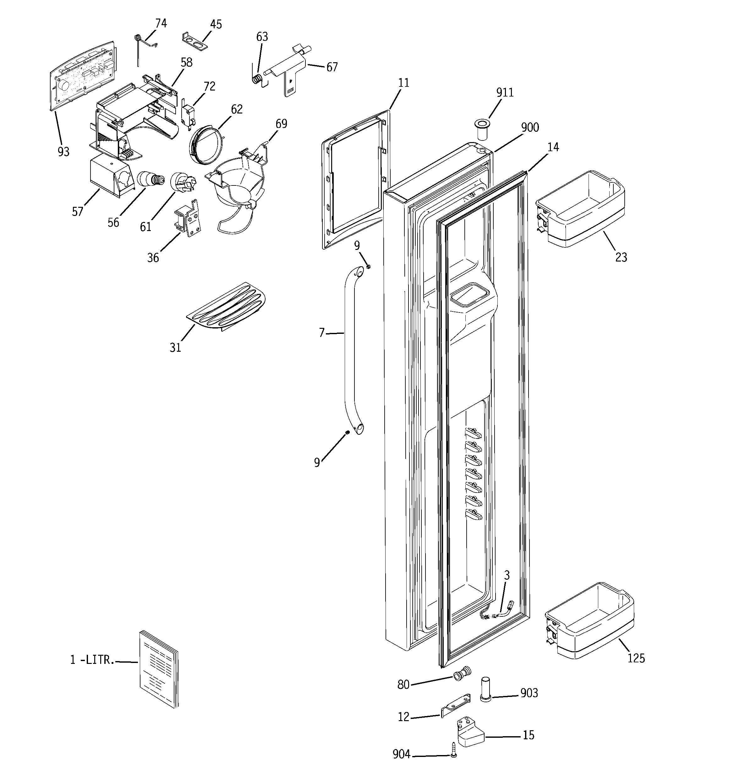 GE GCG23YHSBFSS freezer door diagram