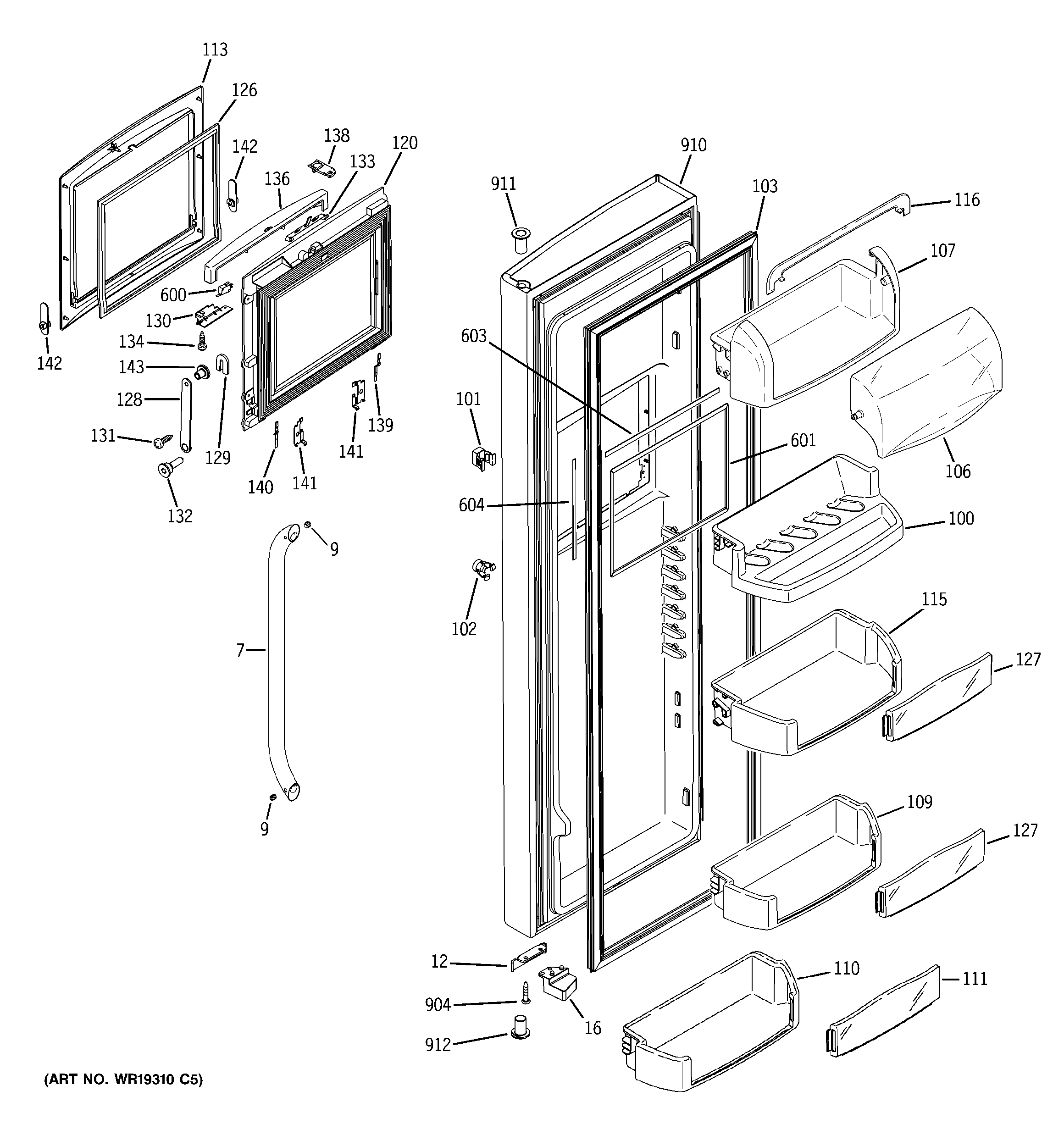 GE GCG23YHSBFSS fresh food door diagram