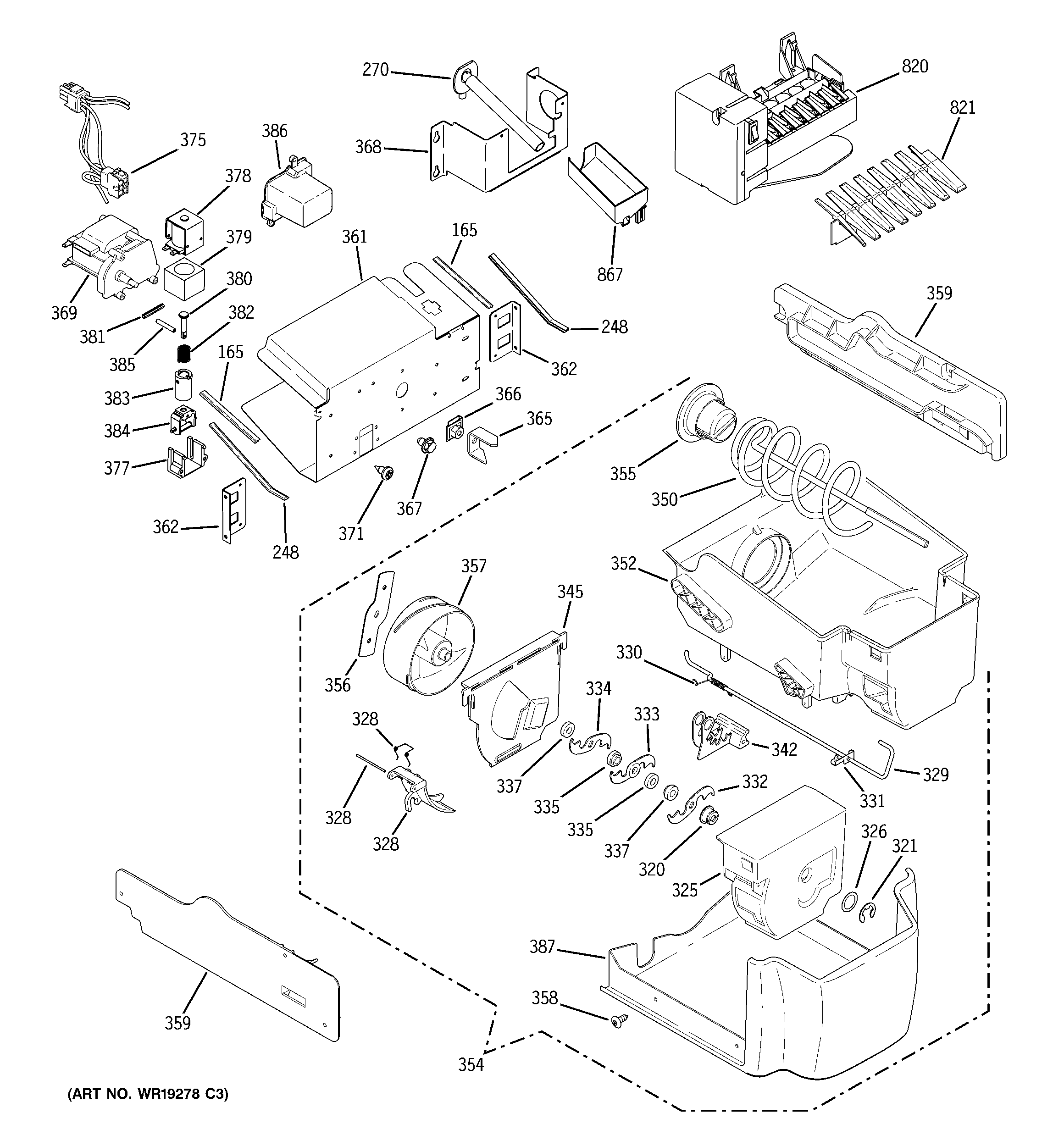 GE PSC23PSSCSS ice maker & dispenser diagram