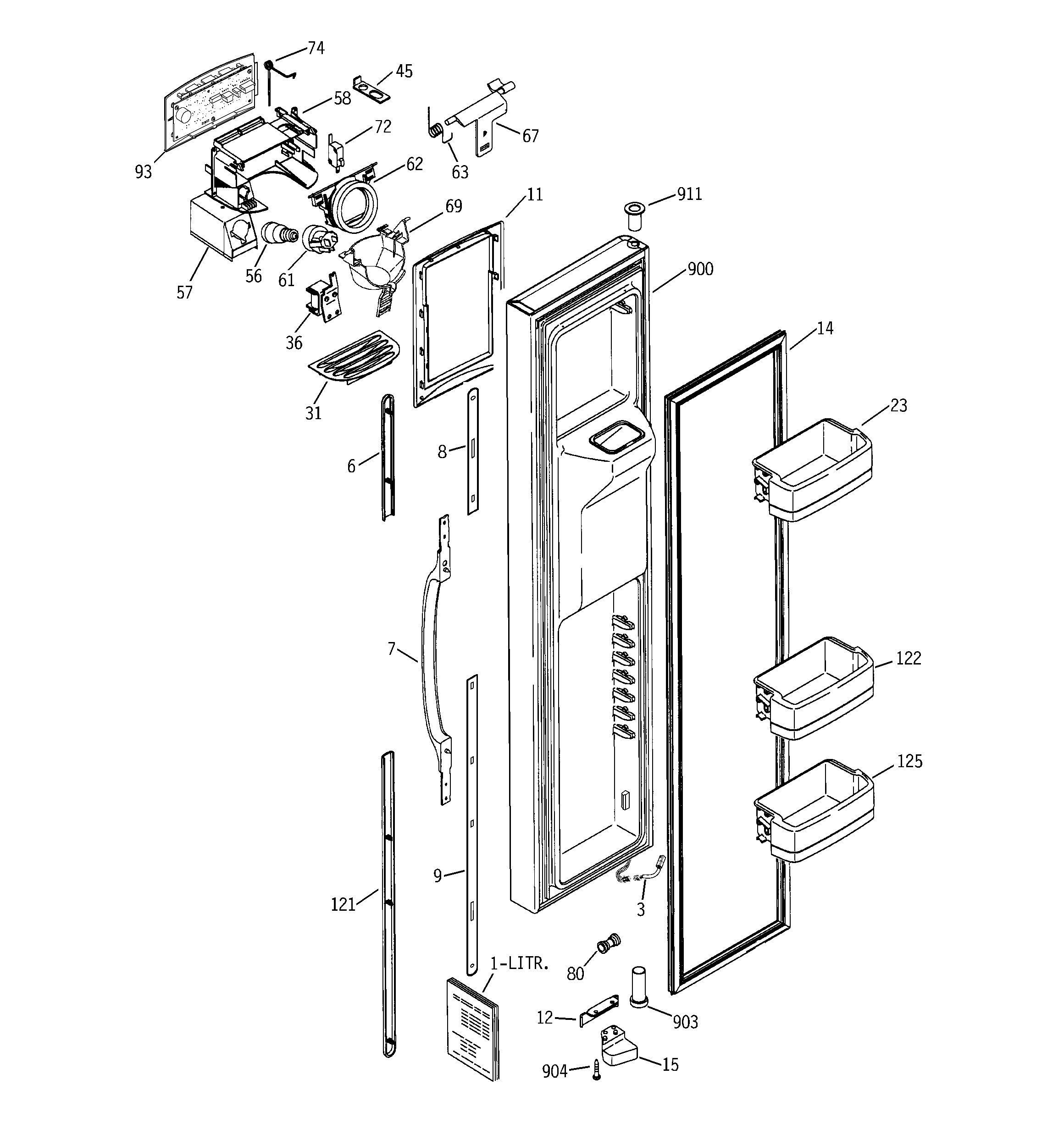 GE GCG21ZESBFBB freezer door diagram