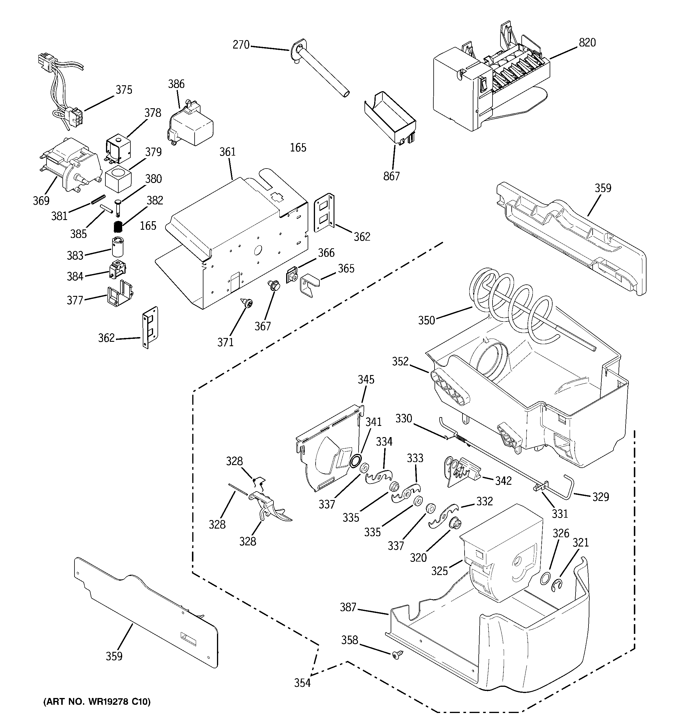 GE GCG21ZESBFBB ice maker & dispenser diagram