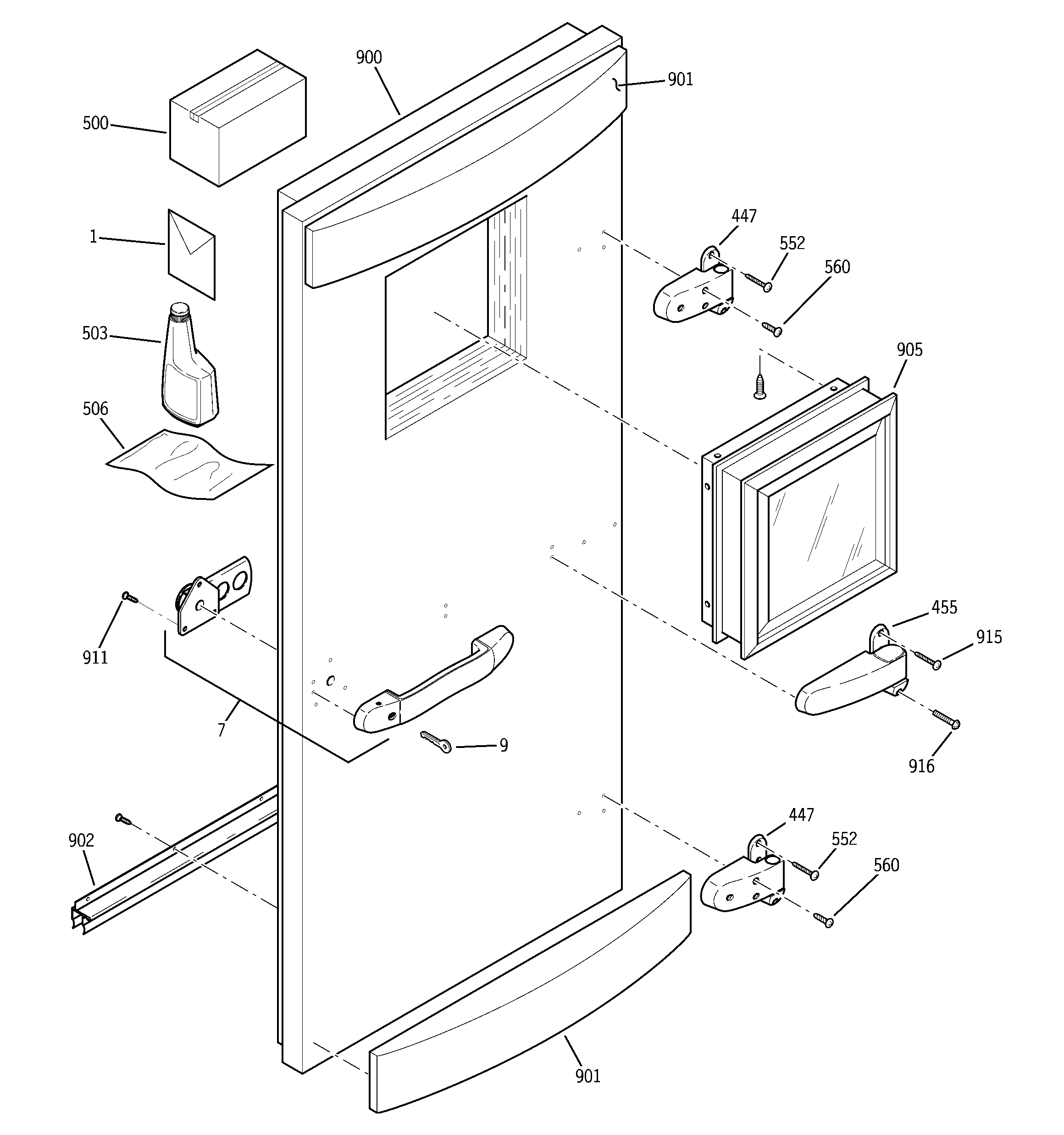 GE ZWVS1000SRA door diagram