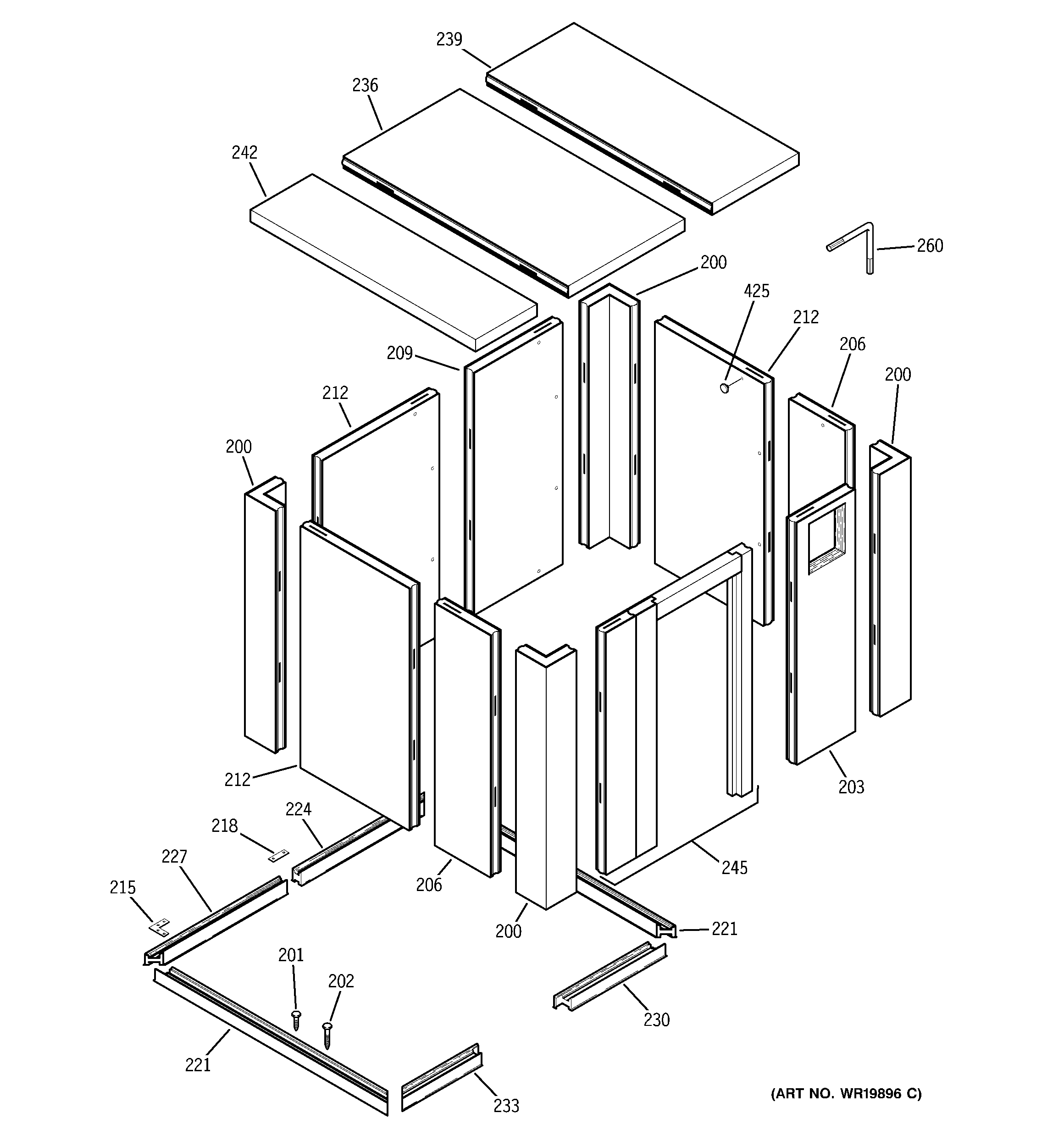 GE ZWVS1000SRA cabinet diagram