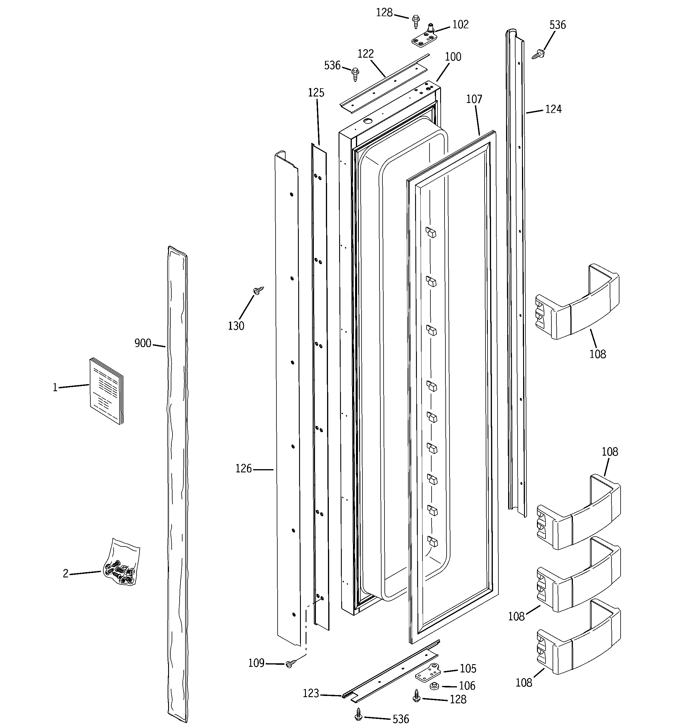 GE ZIS480NRH freezer door diagram