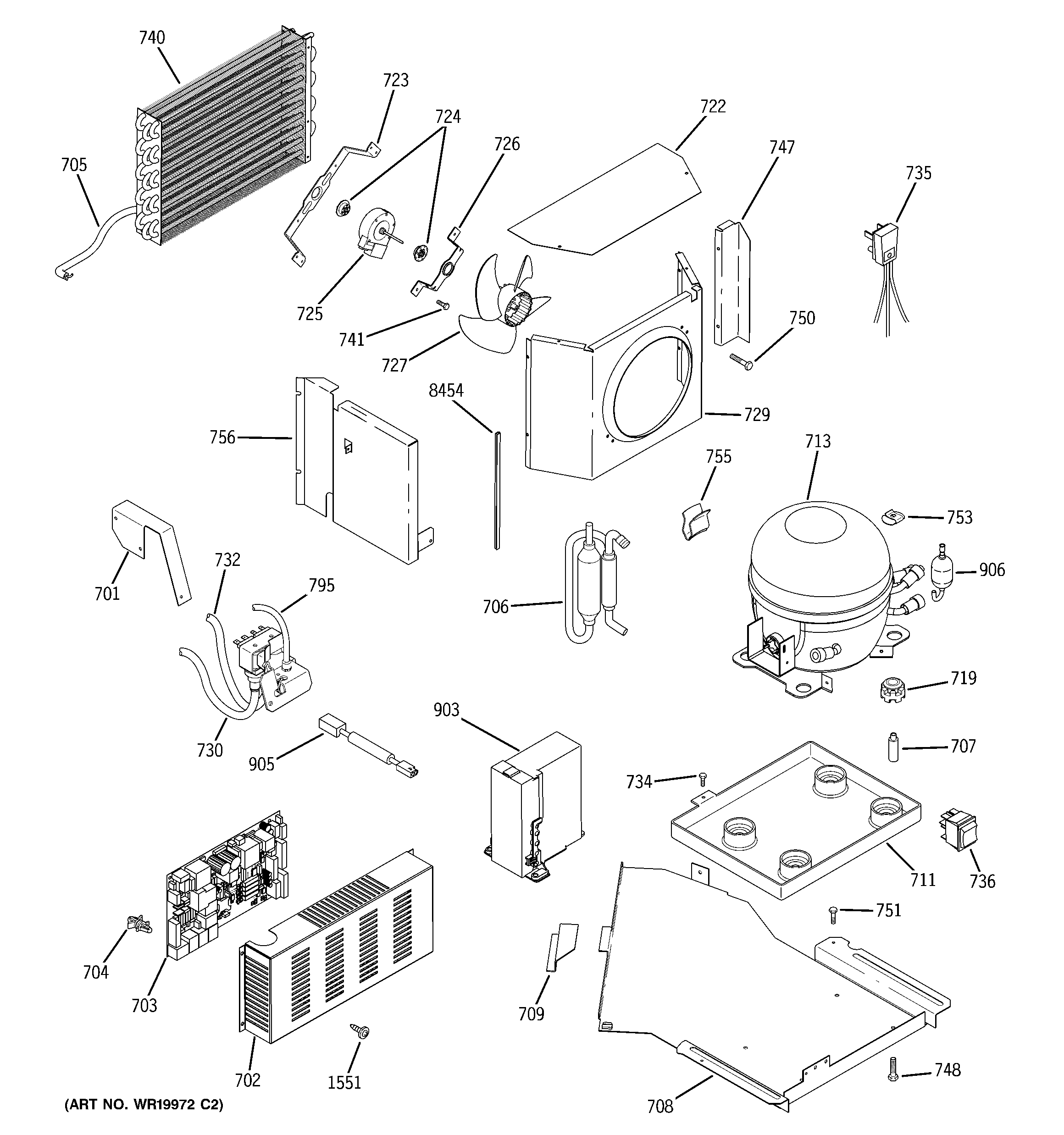 GE ZIS480NRH sealed system & mother board diagram