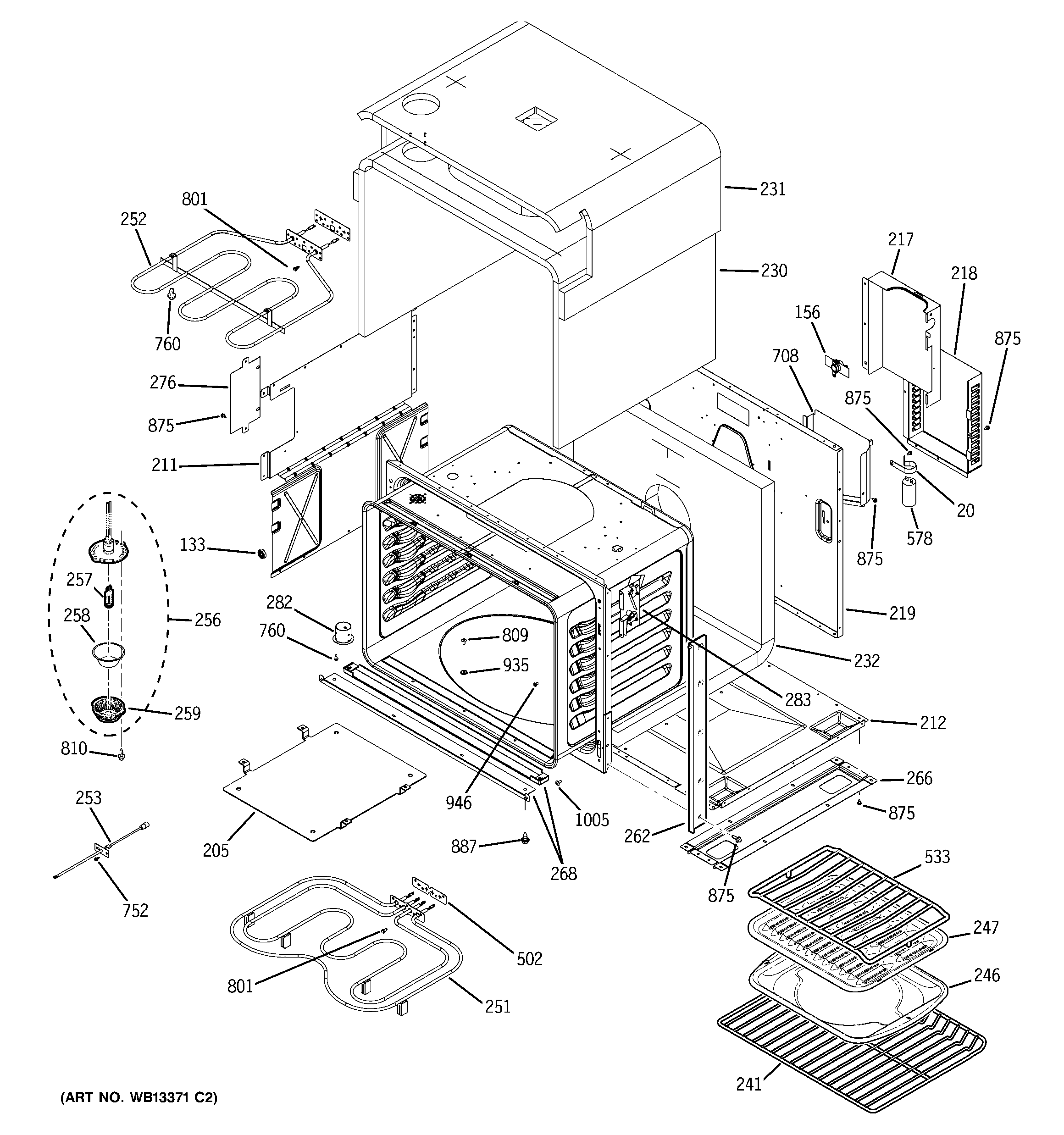 GE JT930SK2SS body parts diagram