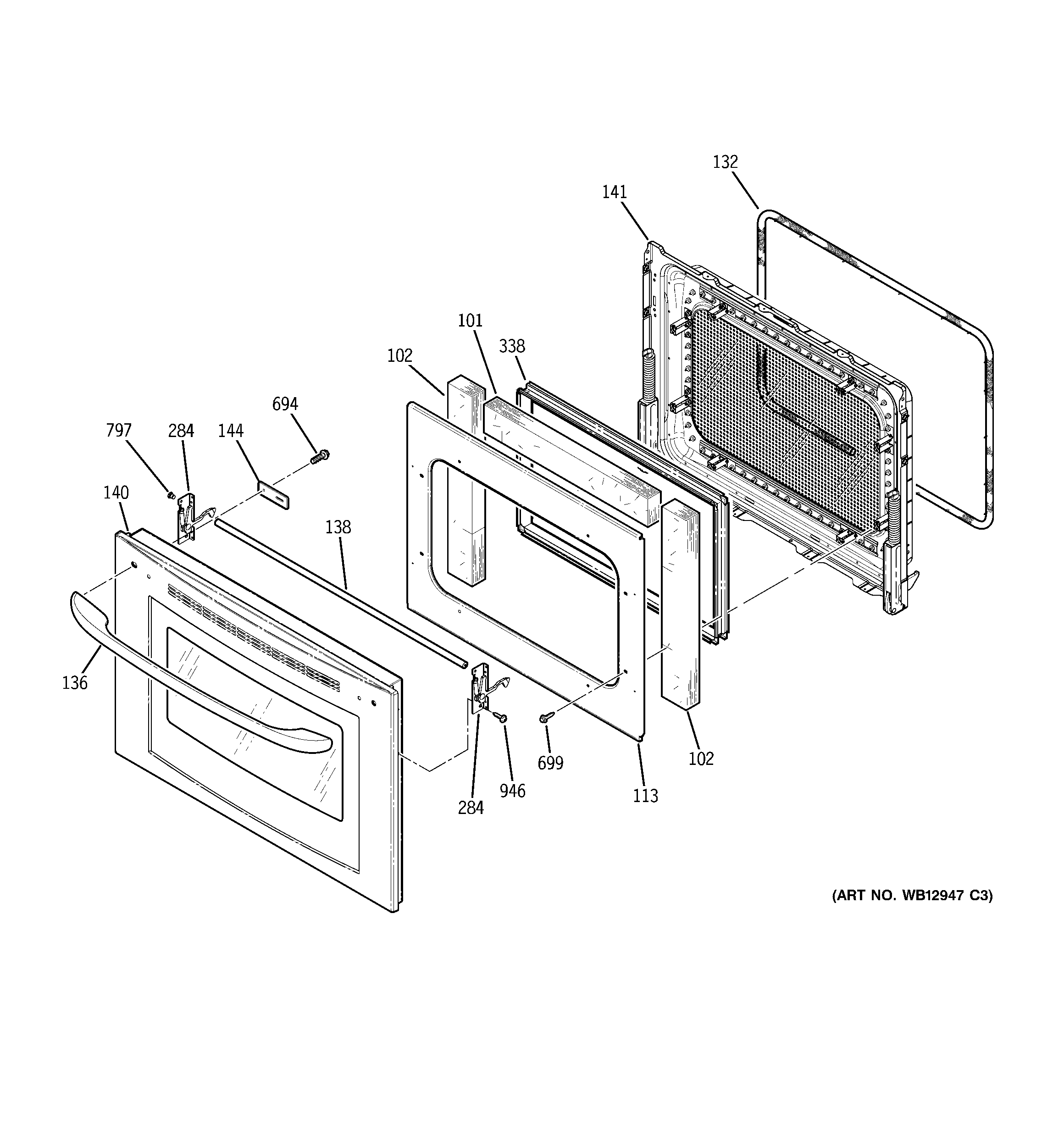 GE JT930SK2SS door diagram