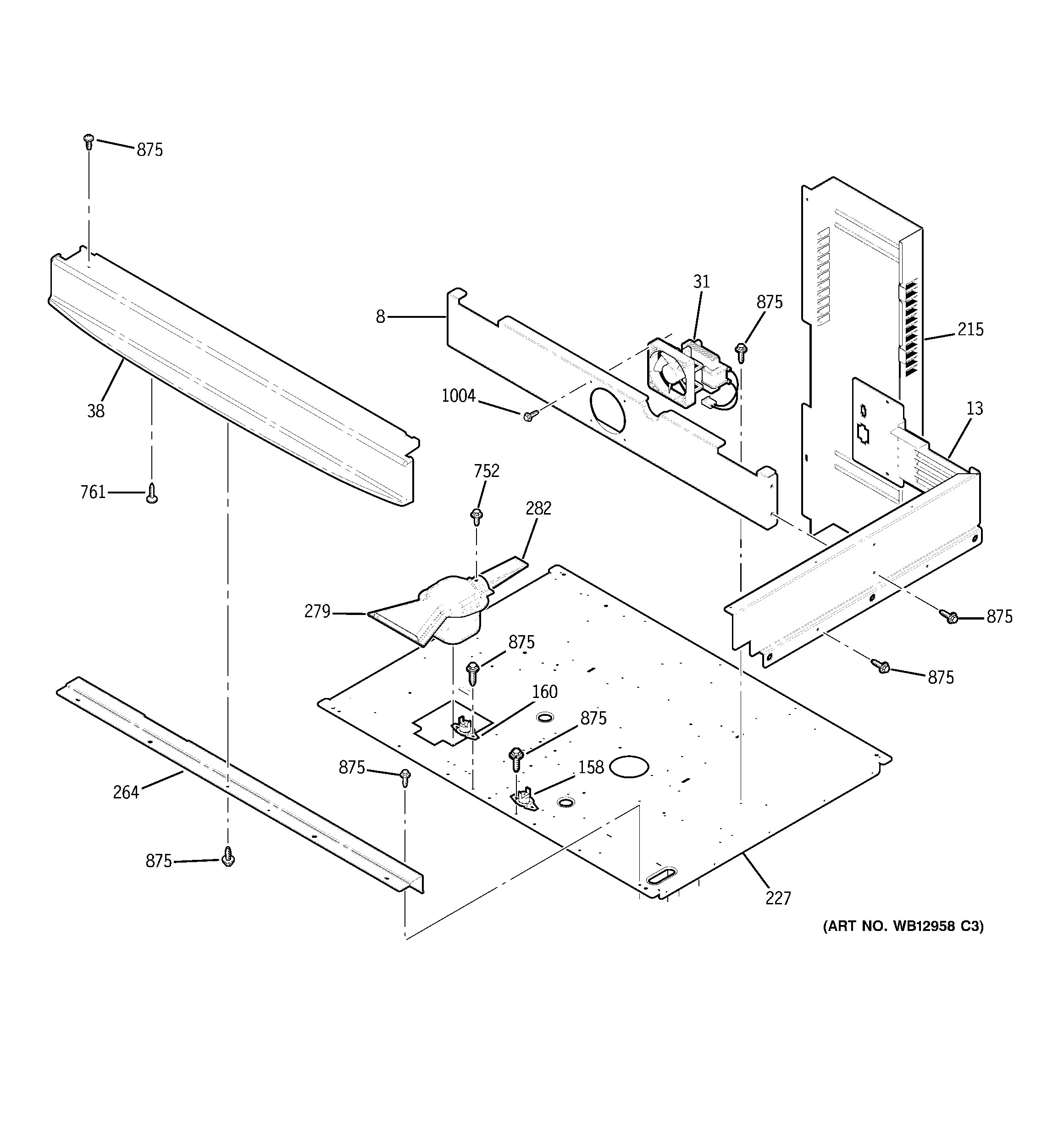 GE JT980SK2SS center spacer diagram