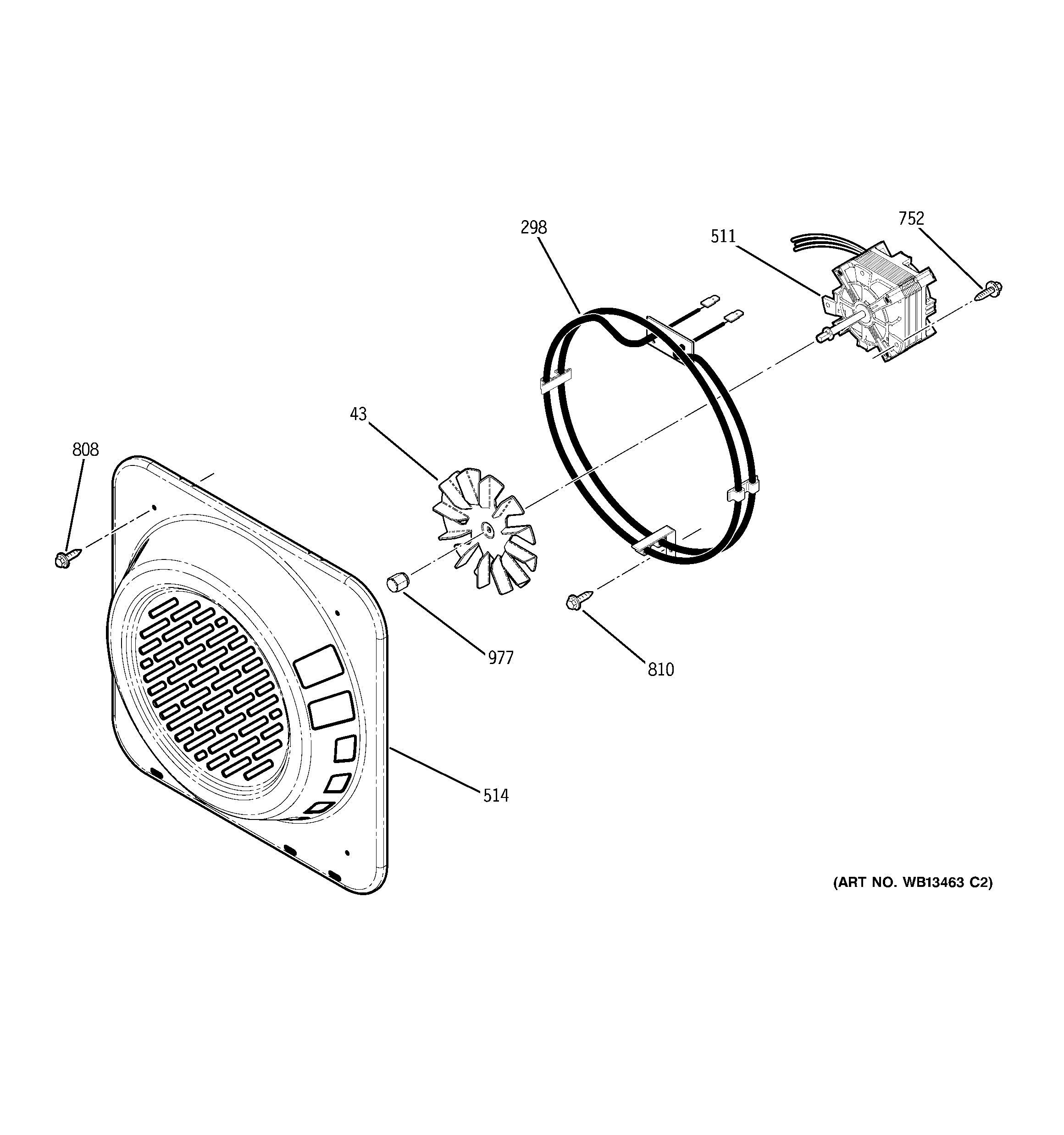 GE JT980SK2SS lower oven convection fan diagram