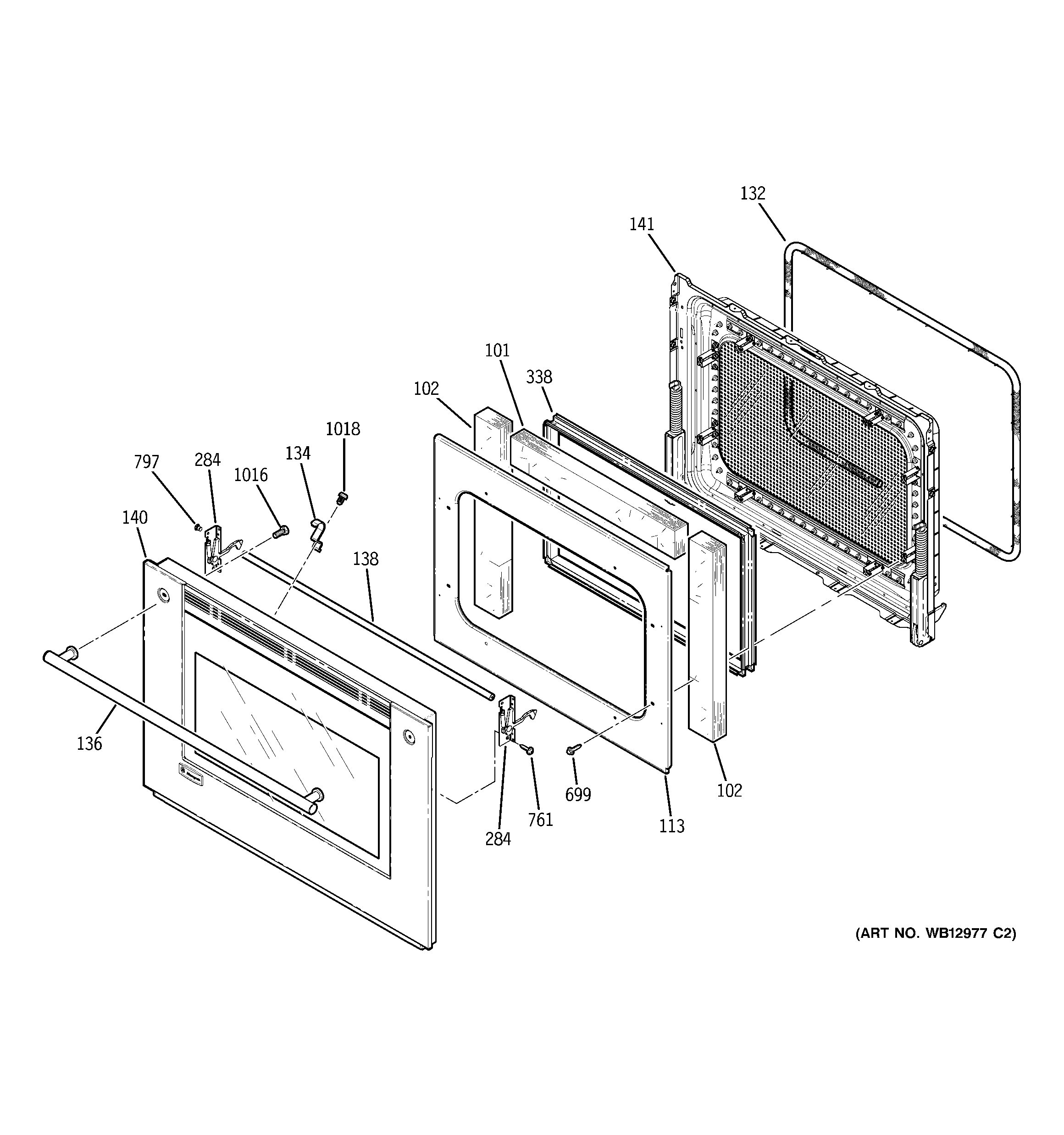 GE ZET3038WH2WW door diagram