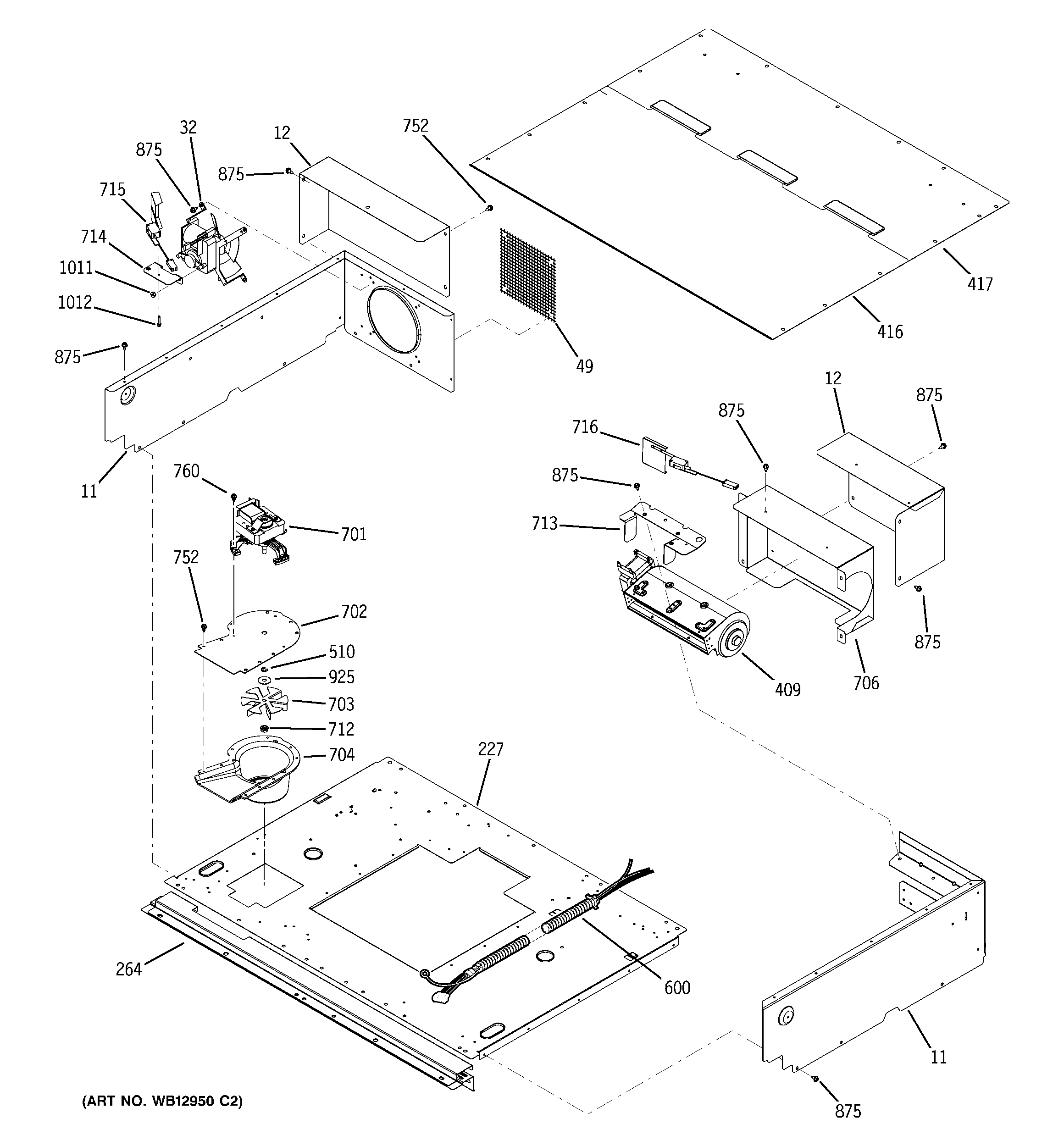 GE ZET3038SH2SS cooling fan diagram