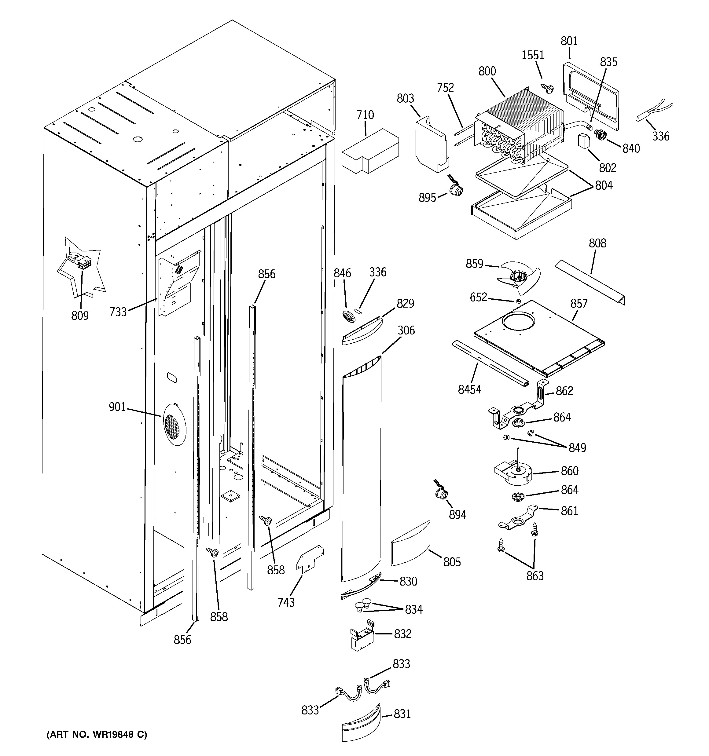 GE ZIS480NRG freezer section diagram