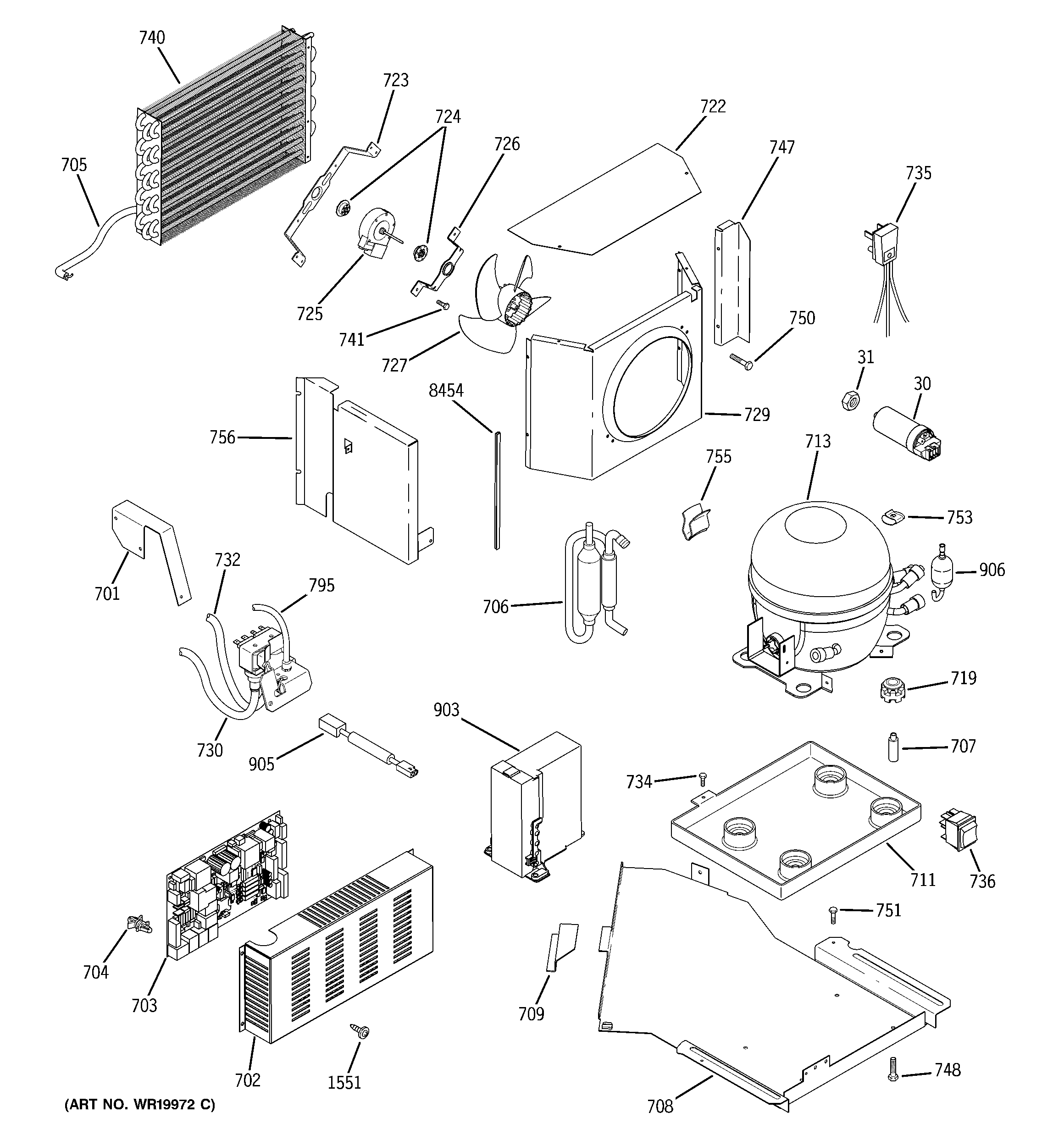 GE ZISB360DRG sealed system & mother board diagram